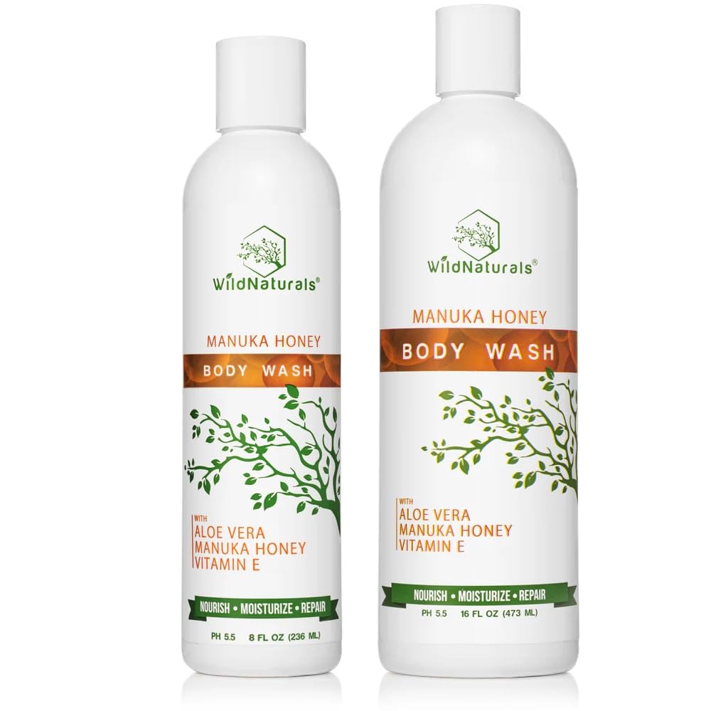 Wild Naturals Manuka Honey Body Wash – Organic, Sulfate-Free for Eczema & Psoriasis