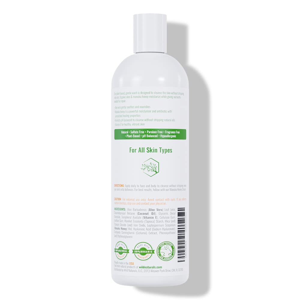 Wild Naturals Manuka Honey Body Wash – Organic, Sulfate-Free for Eczema & Psoriasis