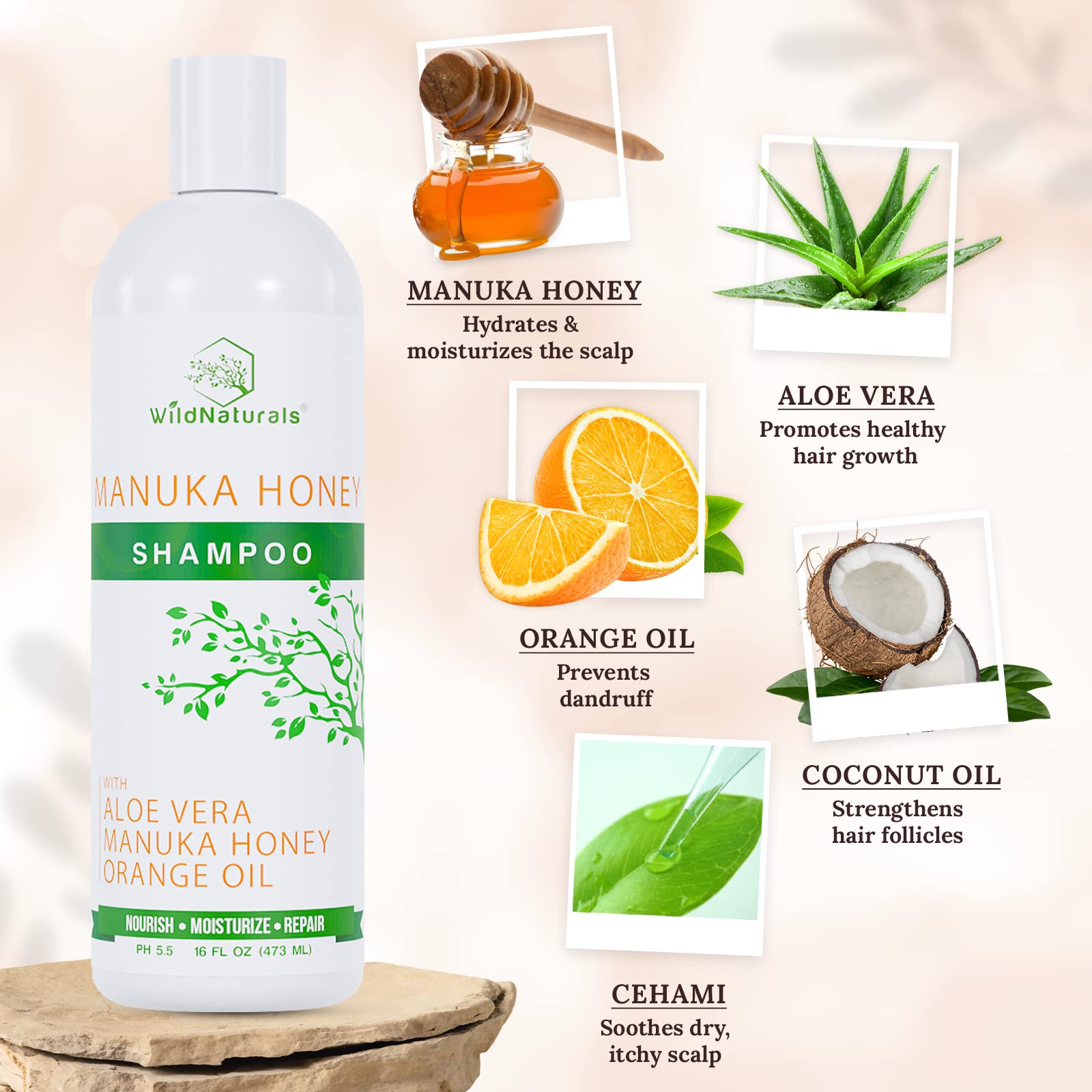 Wild Naturals Eczema Manuka Honey Shampoo – Hydrating, Sulfate-Free for Psoriasis & Dry Scalp