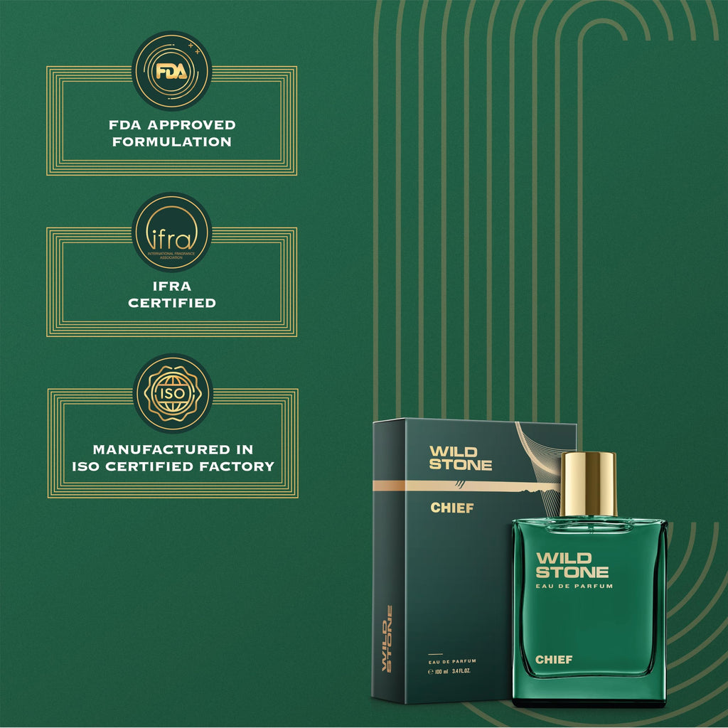 Wild Stone Chief EDP for Men – Luxury Aquatic-Woody Perfume, 100 ml