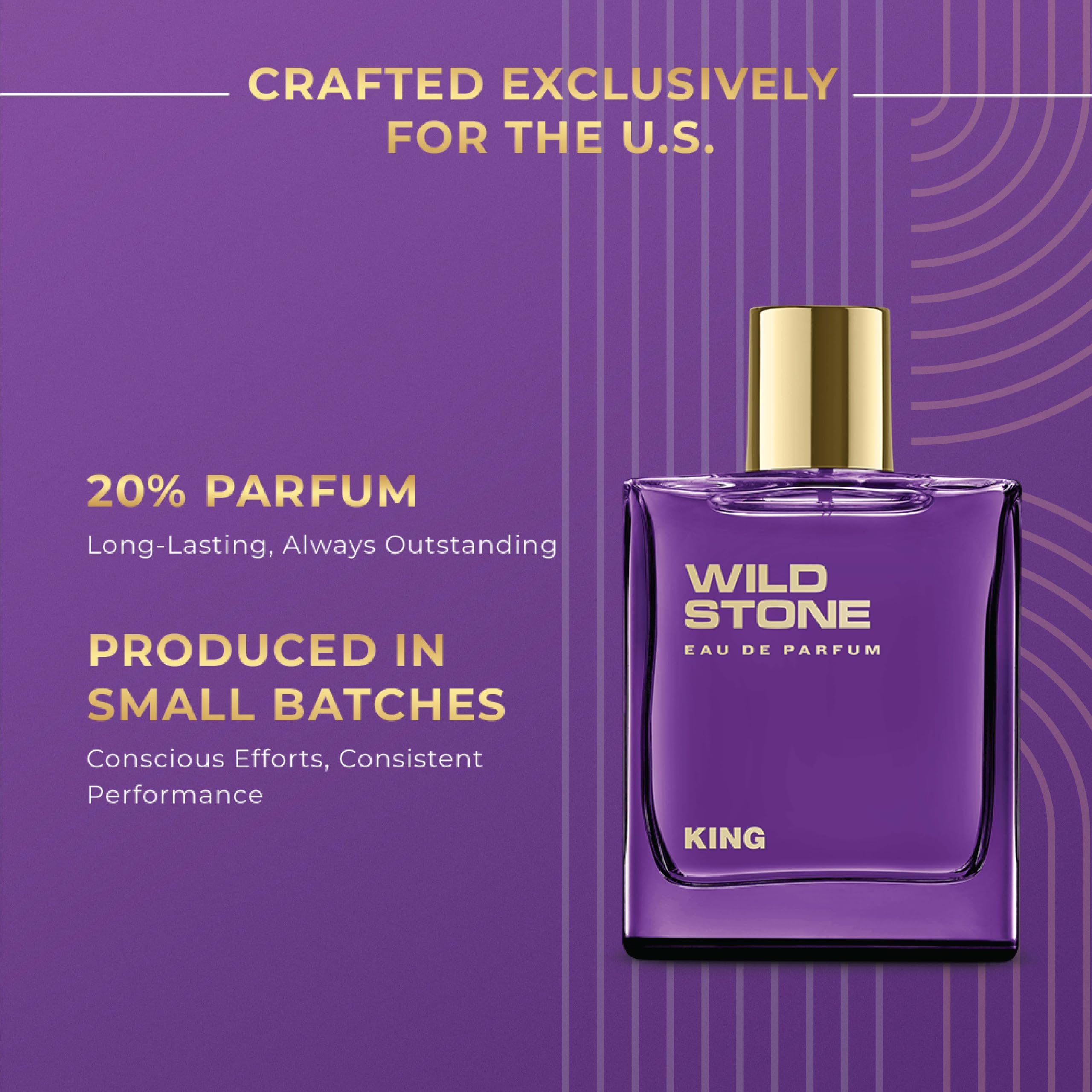 Wild Stone King Eau de Parfum for Men | Luxury 100 ml | Long-Lasting, Vegan & Clean