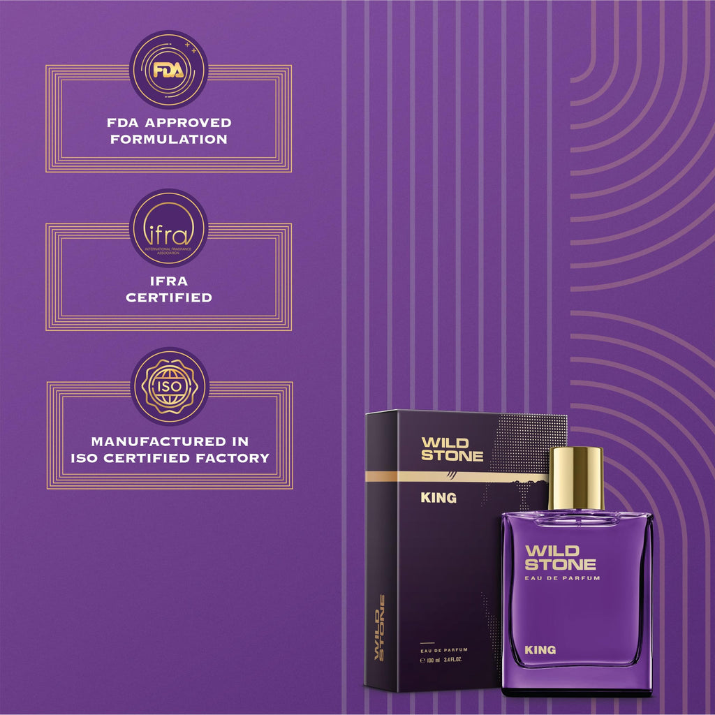 Wild Stone King Eau de Parfum for Men | Luxury 100 ml | Long-Lasting, Vegan & Clean