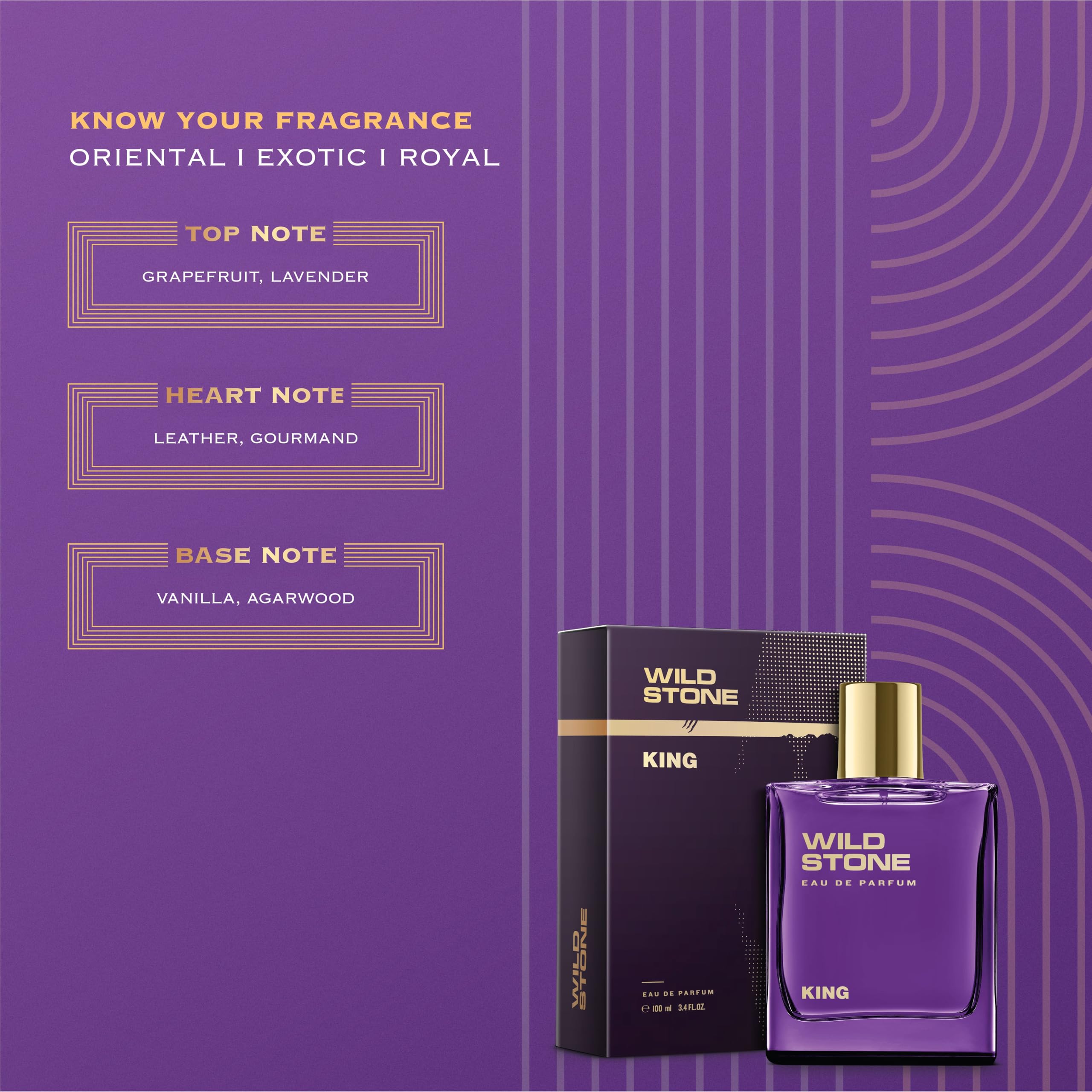 Wild Stone King Eau de Parfum for Men | Luxury 100 ml | Long-Lasting, Vegan & Clean