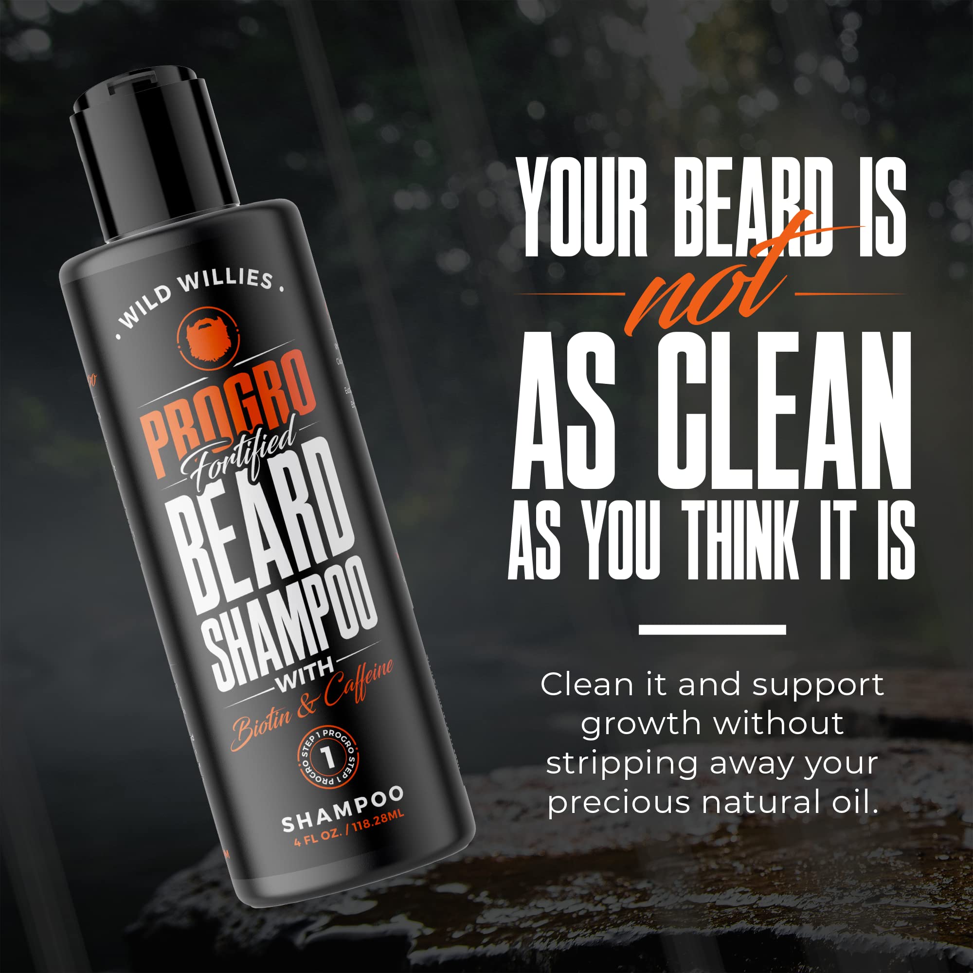 Wild Willies Beard Shampoo with Biotin & Caffeine – Nourishes & Strengthens