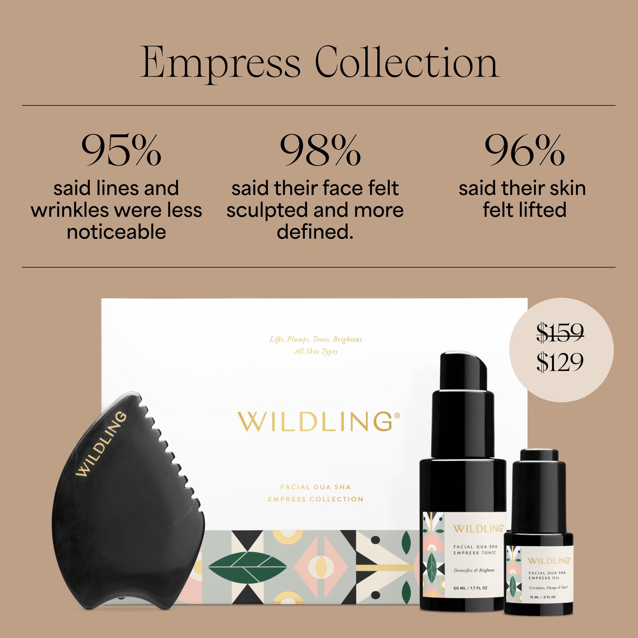 Wildling Empress Facial Gua Sha Set – Bian Stone Tool + Hydrasoothe Mist + Barrier Repair Oil