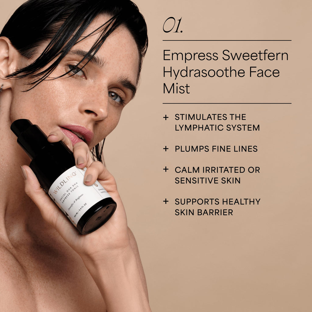 Wildling Empress Facial Gua Sha Set – Bian Stone Tool + Hydrasoothe Mist + Barrier Repair Oil