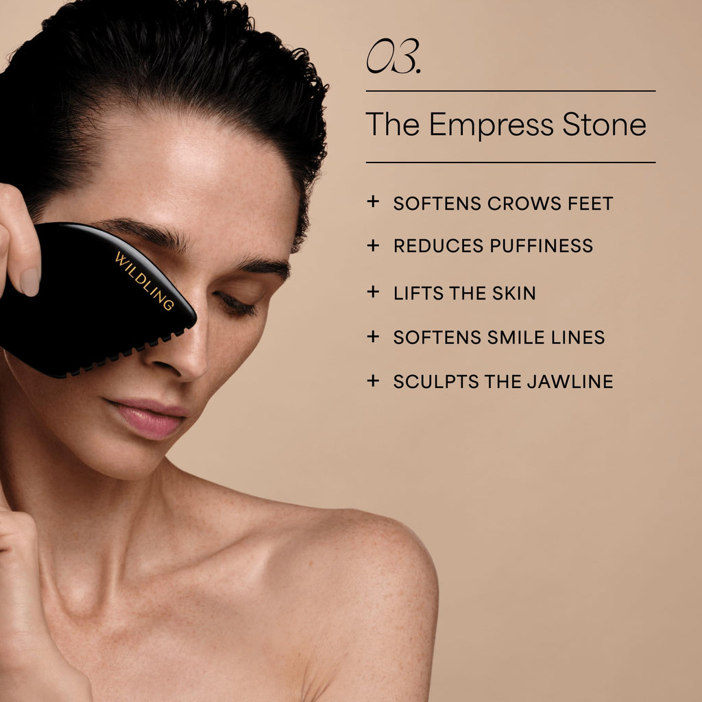 Wildling Empress Facial Gua Sha Set – Bian Stone Tool + Hydrasoothe Mist + Barrier Repair Oil