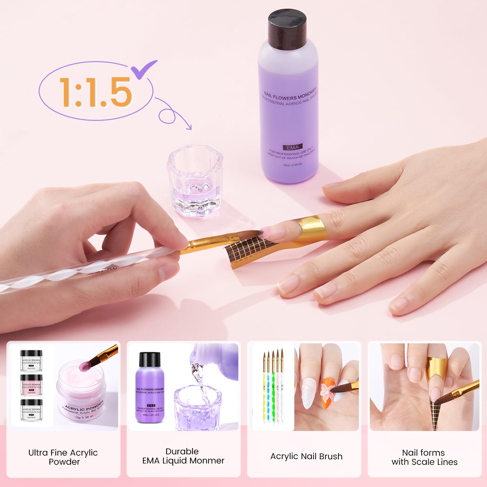 Wilfniee Nail Kit for Beginners – All-In-One Acrylic Starter Set with Drill, UV Lamp, Glitter & Gift Bag