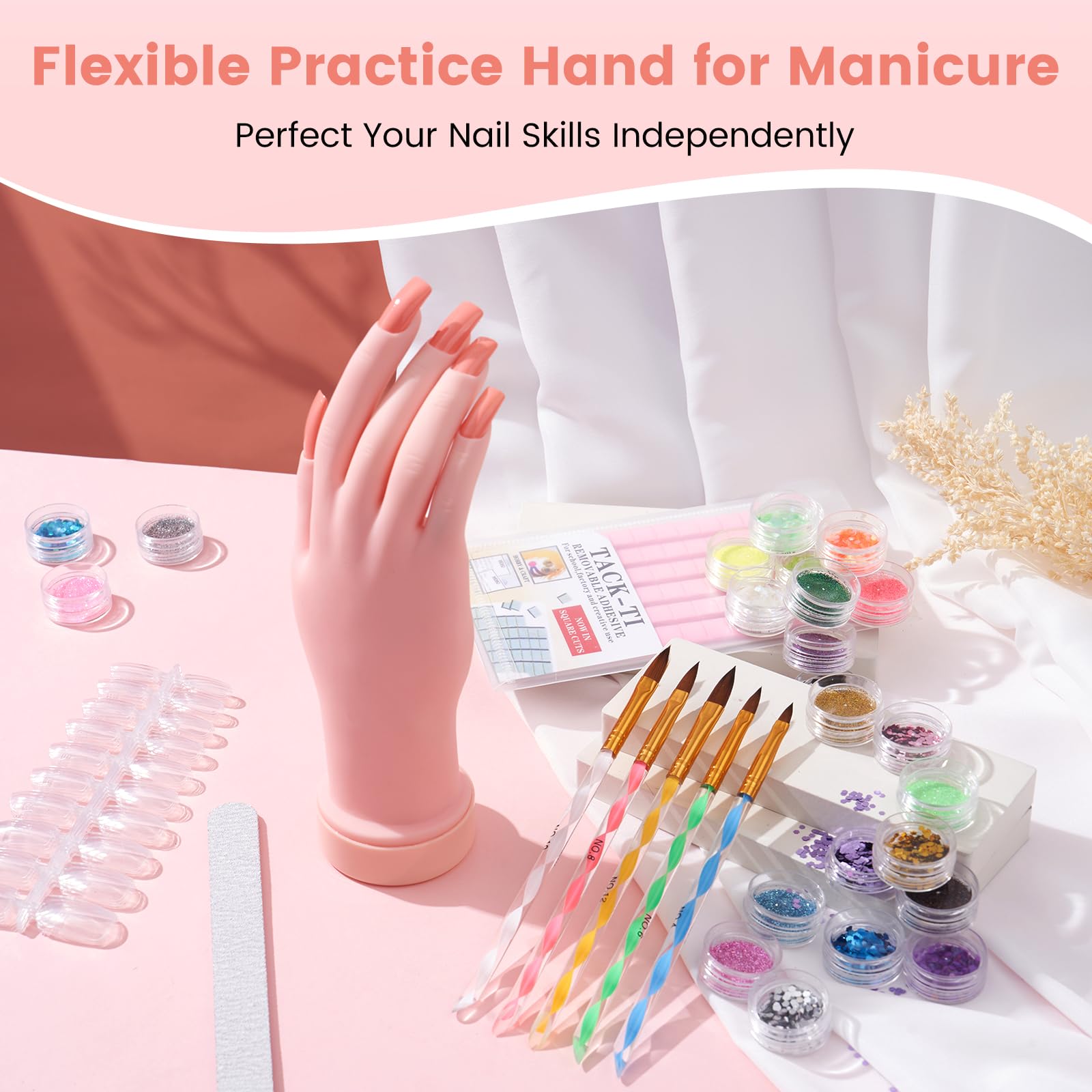 Wilfniee Nail Kit for Beginners – All-In-One Acrylic Starter Set with Drill, UV Lamp, Glitter & Gift Bag