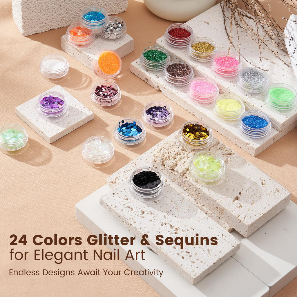 Wilfniee Nail Kit for Beginners – All-In-One Acrylic Starter Set with Drill, UV Lamp, Glitter & Gift Bag
