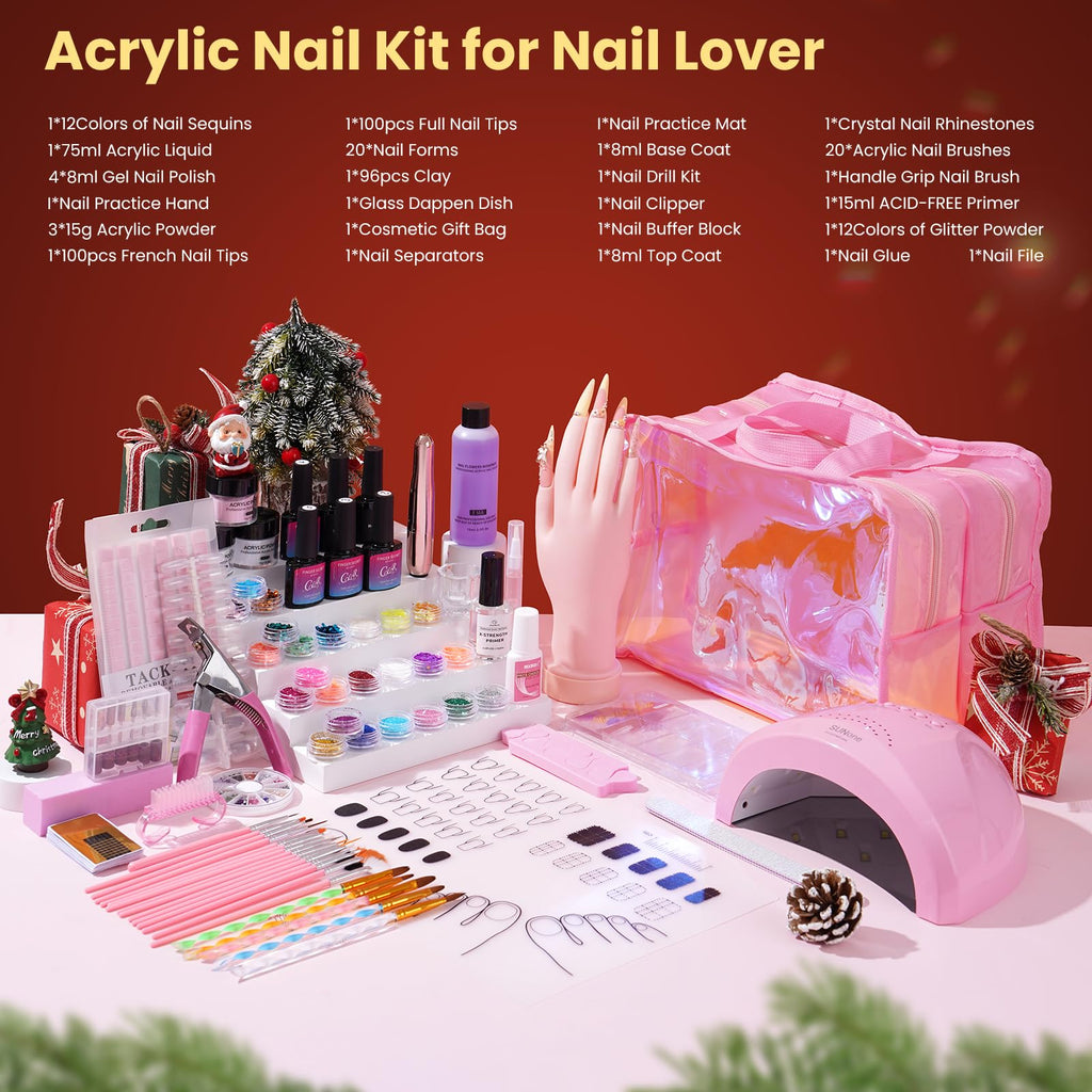 Wilfniee Nail Kit for Beginners – All-in-One Acrylic Starter Set with UV Lamp & Gel Polish