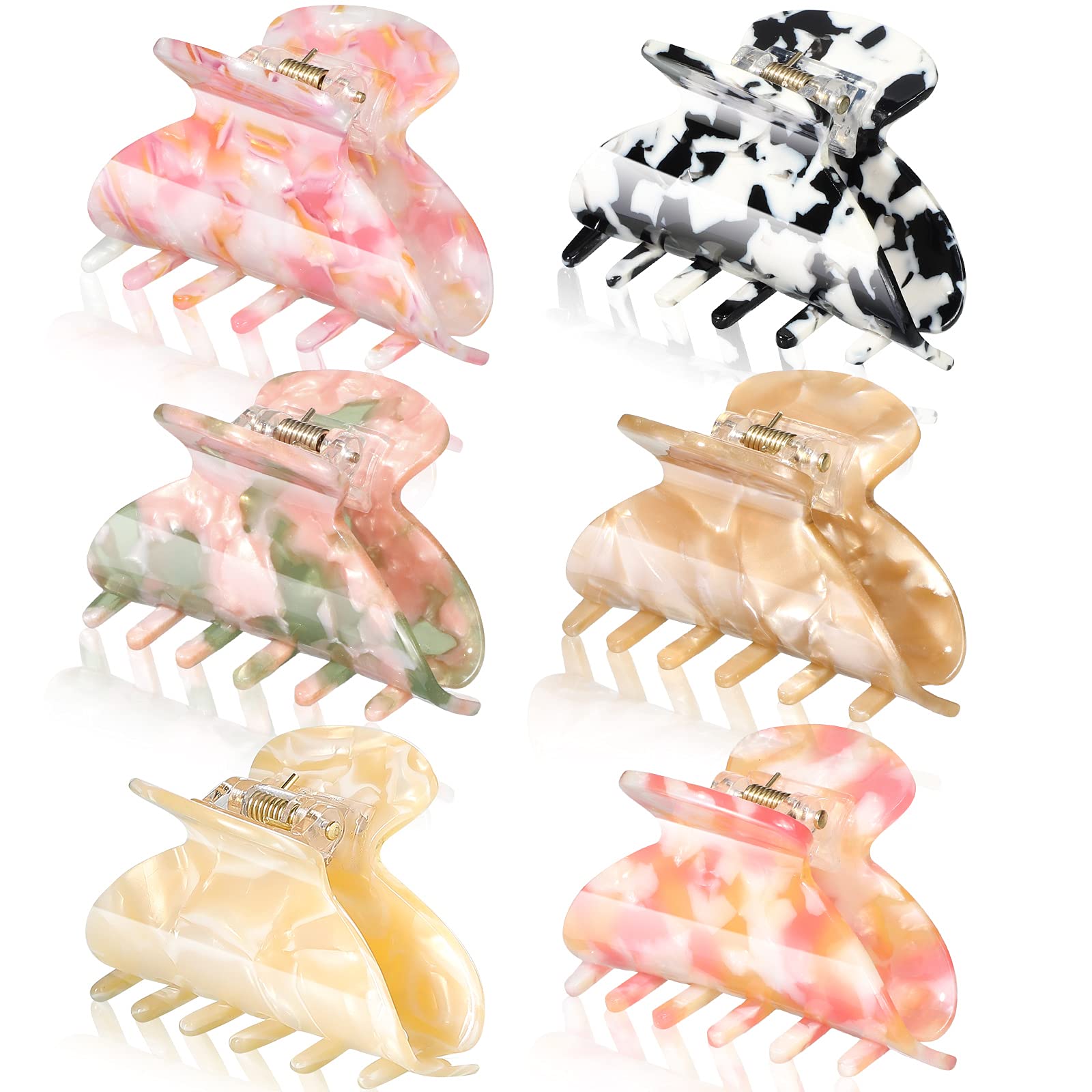 WILLBOND 6 Pieces Medium Hair Claw Clips - 2.6 inch Tortoise Shell Banana Clips for Thin to Medium Hair