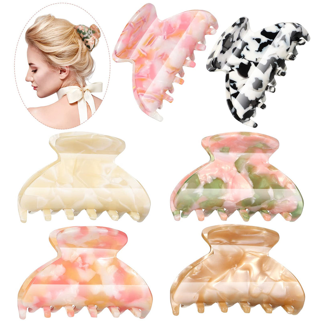 WILLBOND 6 Pieces Medium Hair Claw Clips - 2.6 inch Tortoise Shell Banana Clips for Thin to Medium Hair