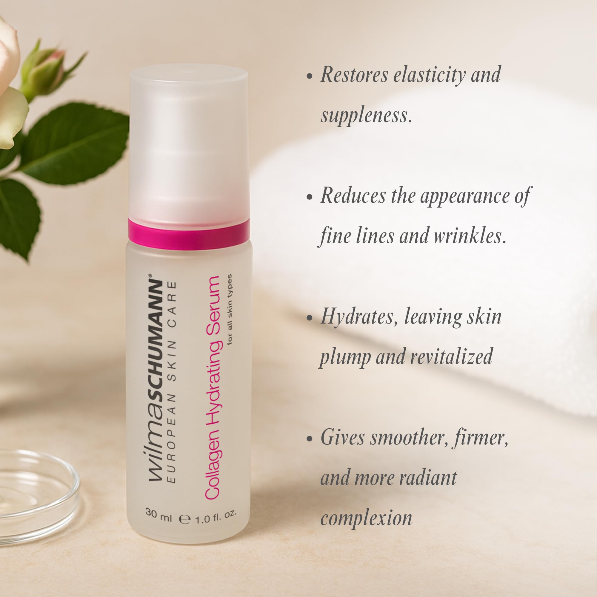 Wilma Schumann Collagen Hydrating Serum – 1oz | Rejuvenating Face Serum for Women