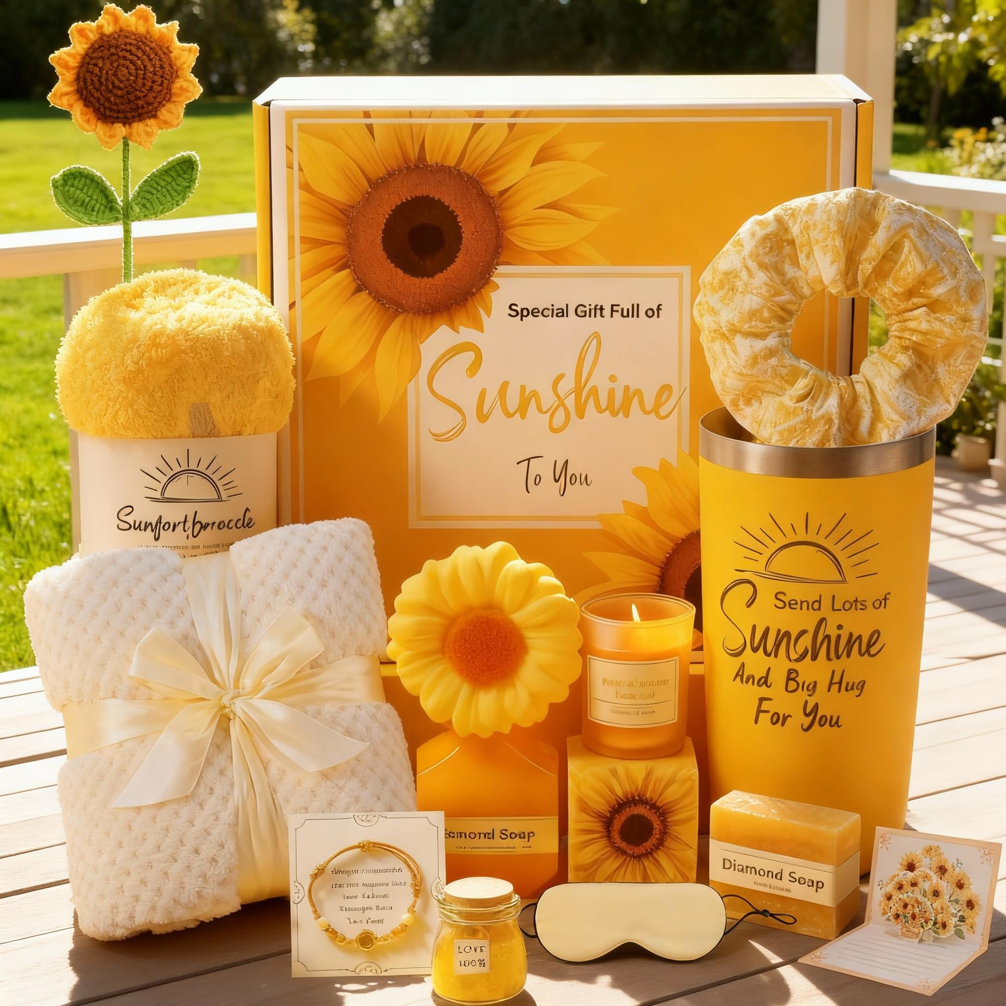 WILZEIMY Sunshine Gift Basket for Women – 15-Piece Sunflower Cheer Up Box