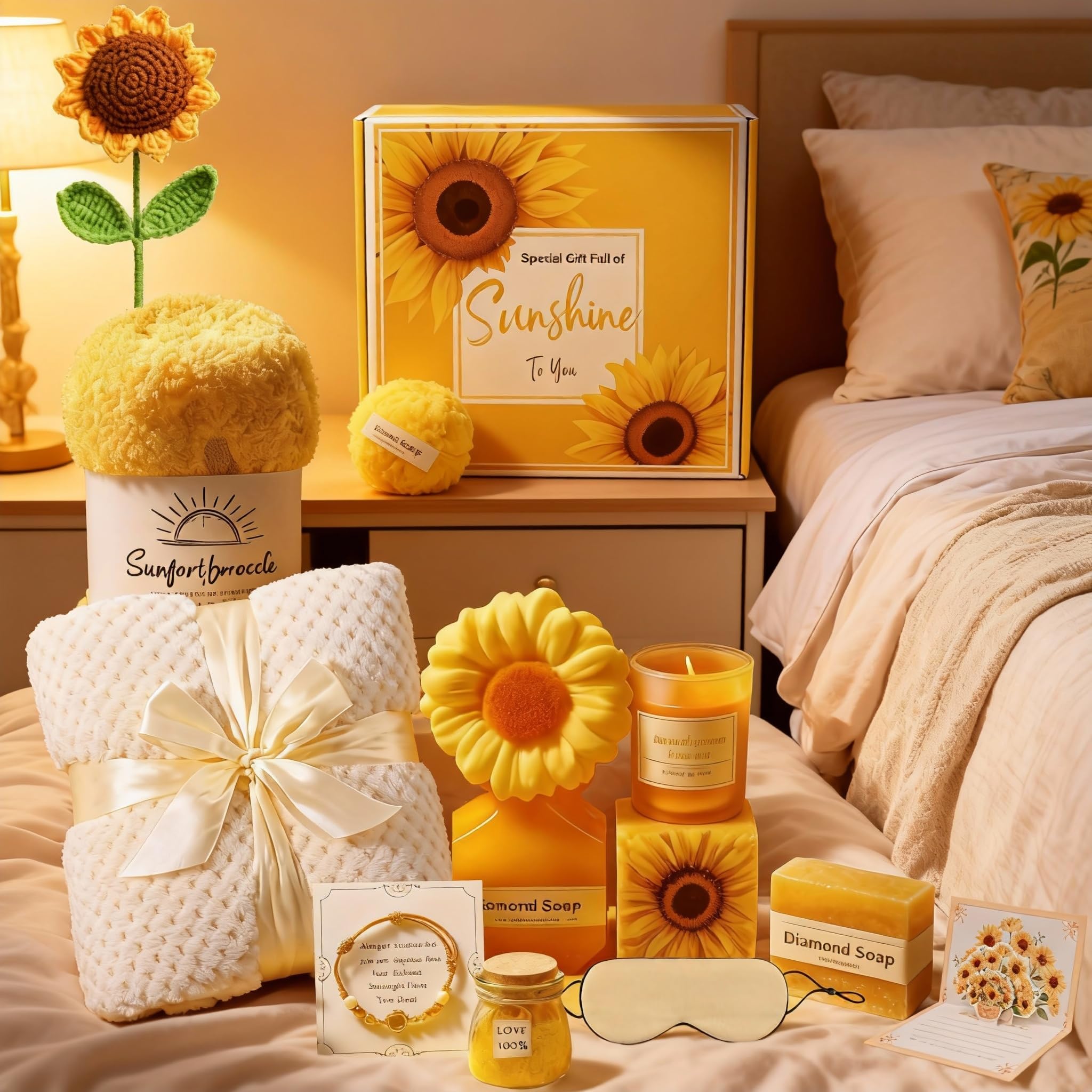 WILZEIMY Sunshine Gift Basket for Women – 15-Piece Sunflower Cheer Up Box