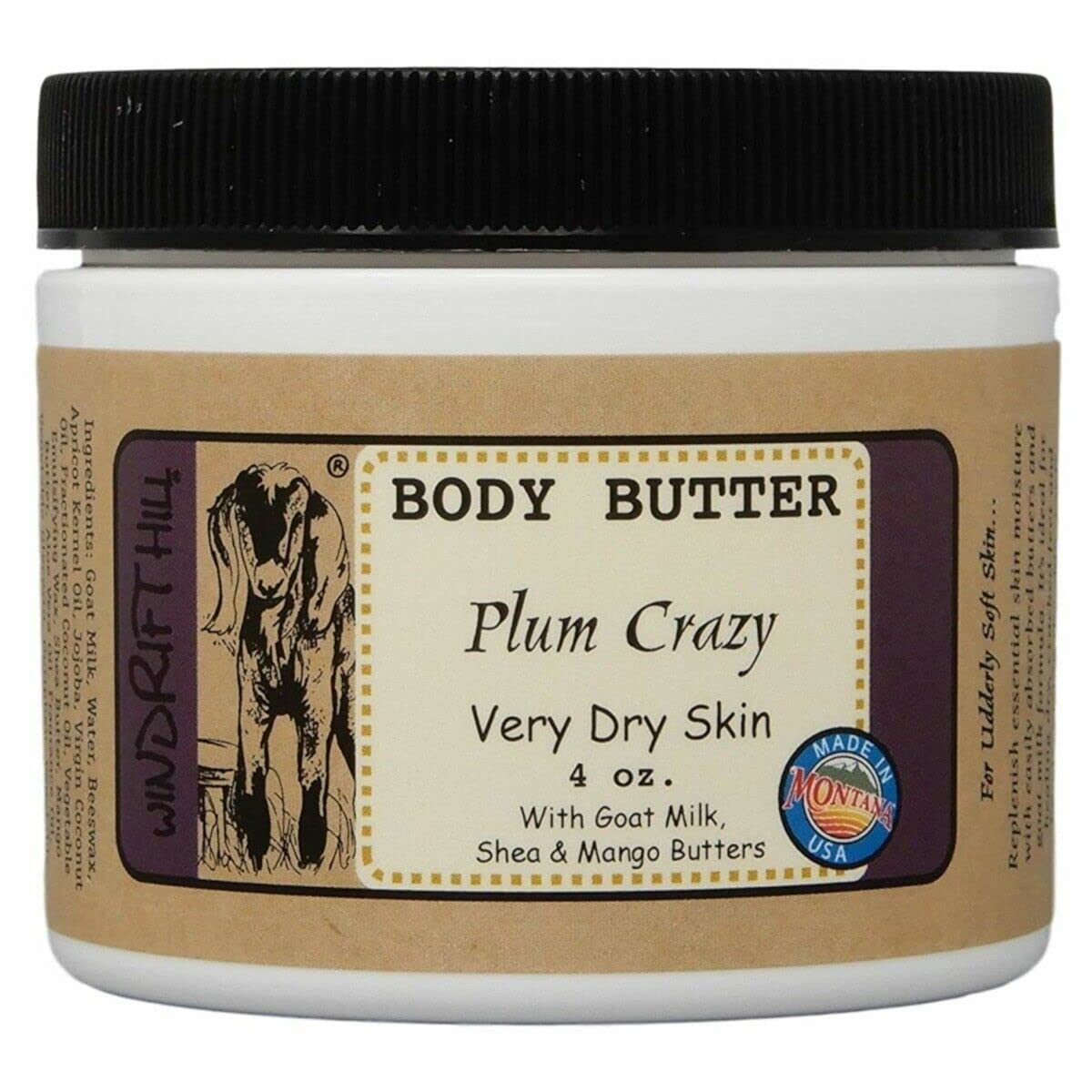 Windrift Hill 4oz Body Butter – Plum Crazy Moisturizing Lotion for Very Dry Skin