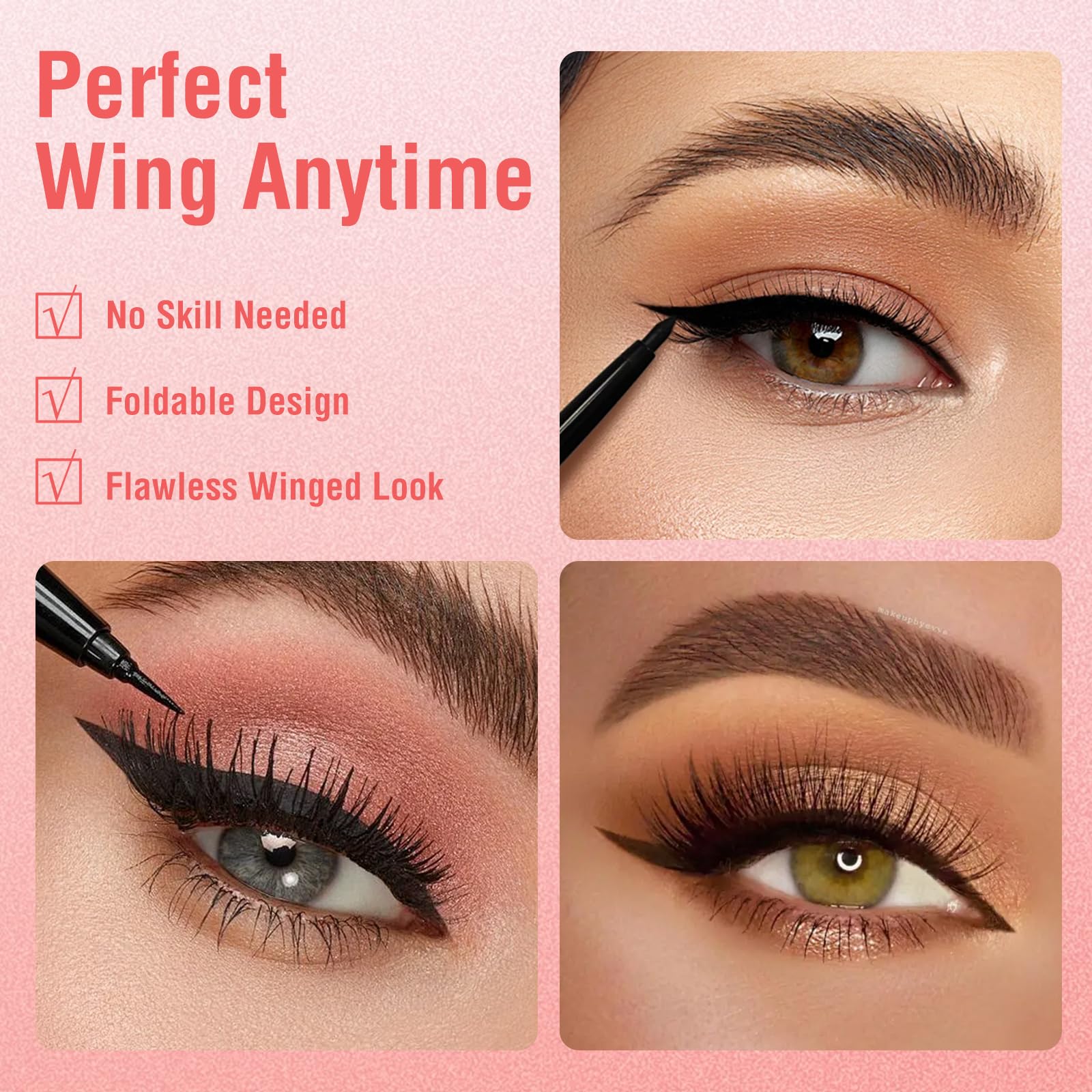 Eyeliner Stamp Gel Eyeliner Set – Double-Ended Winged Stamp, Foldable, Waterproof & Smudge-Proof for Beginners