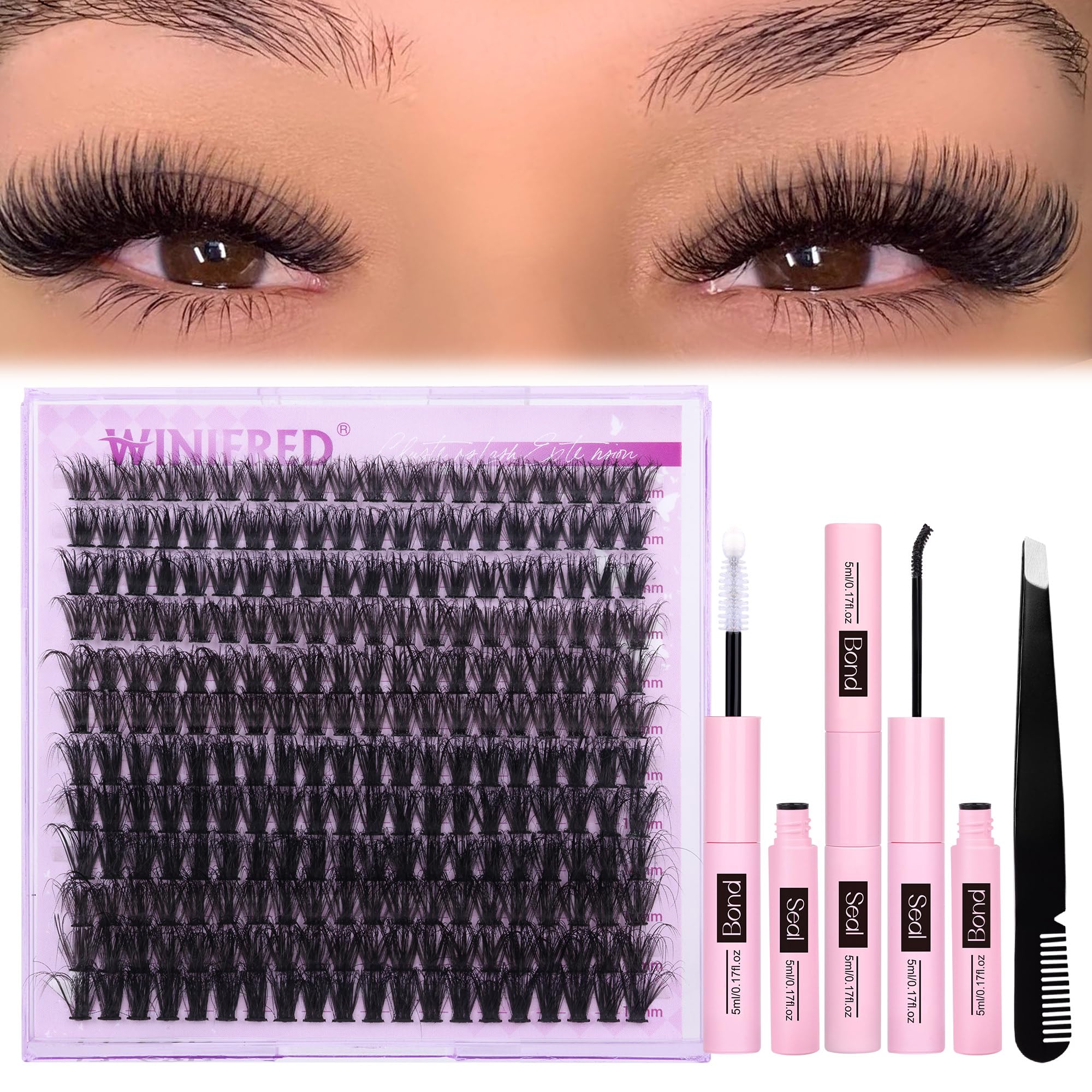 Winifred Lash Extension Kit – 50D Clusters 10–16mm with Bond & Seal