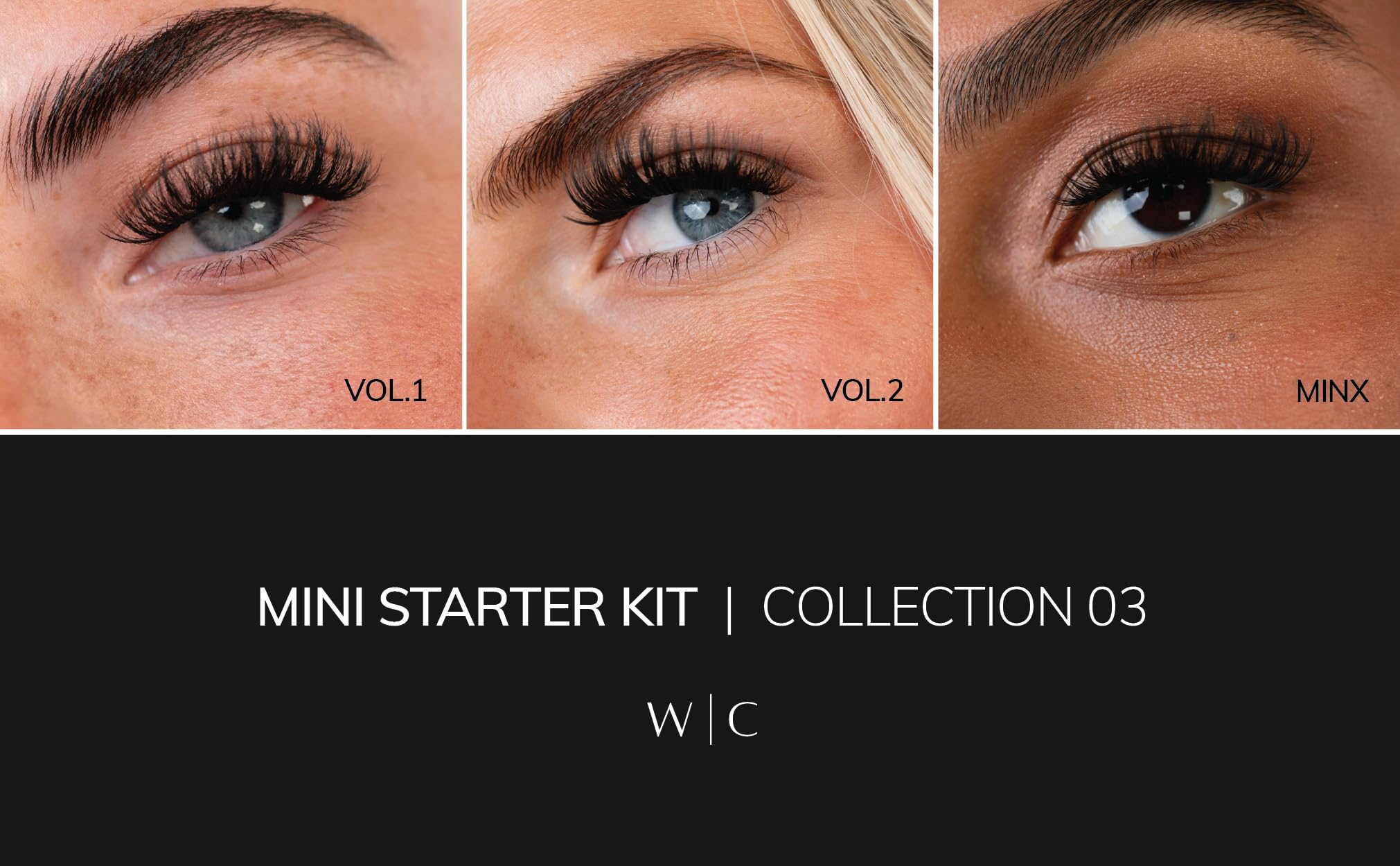 WINKCLIQUE Mini Starter Kit Collection 03 — Complete DIY Lash Kit with 3 Bold Glam Lash Styles