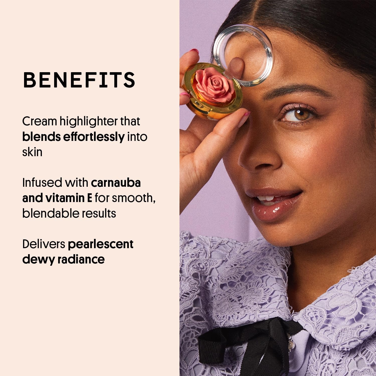 Winky Lux Cheeky Rose Cream Highlighter – Weightless, Blendable, Vitamin E, Champagne Glow