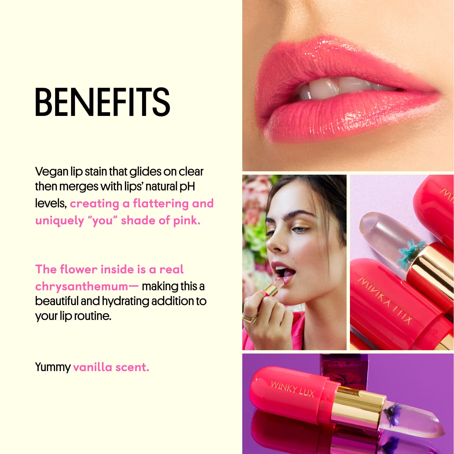 Winky Lux Flower Balm – pH Color-Changing Lipstick & Tinted Lip Balm (Vegan)