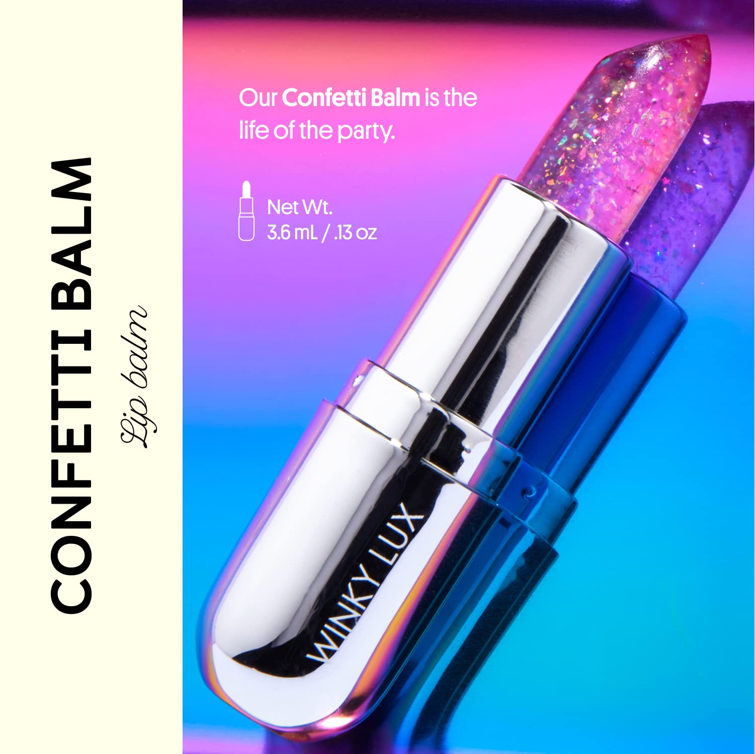 Winky Lux Lavender Glitter Confetti Balm & Rosé Glimmer Balm Duo – pH-Activated Lip Balms with Color-Changing Pink Tint