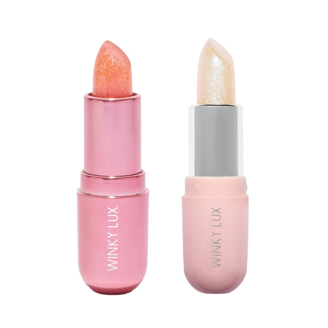 Winky Lux Pink Opal Glimmer Balm Duo – pH Color-Changing Lip Balms