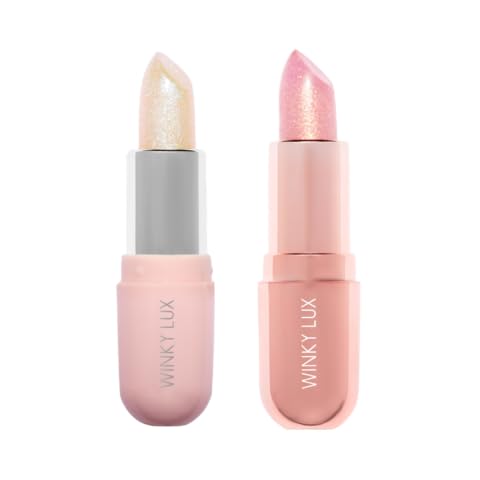 Winky Lux Unicorn & Rose Glimmer Balm Duo – pH Lip Balm, Color-Changing Tint, Vanilla Scent