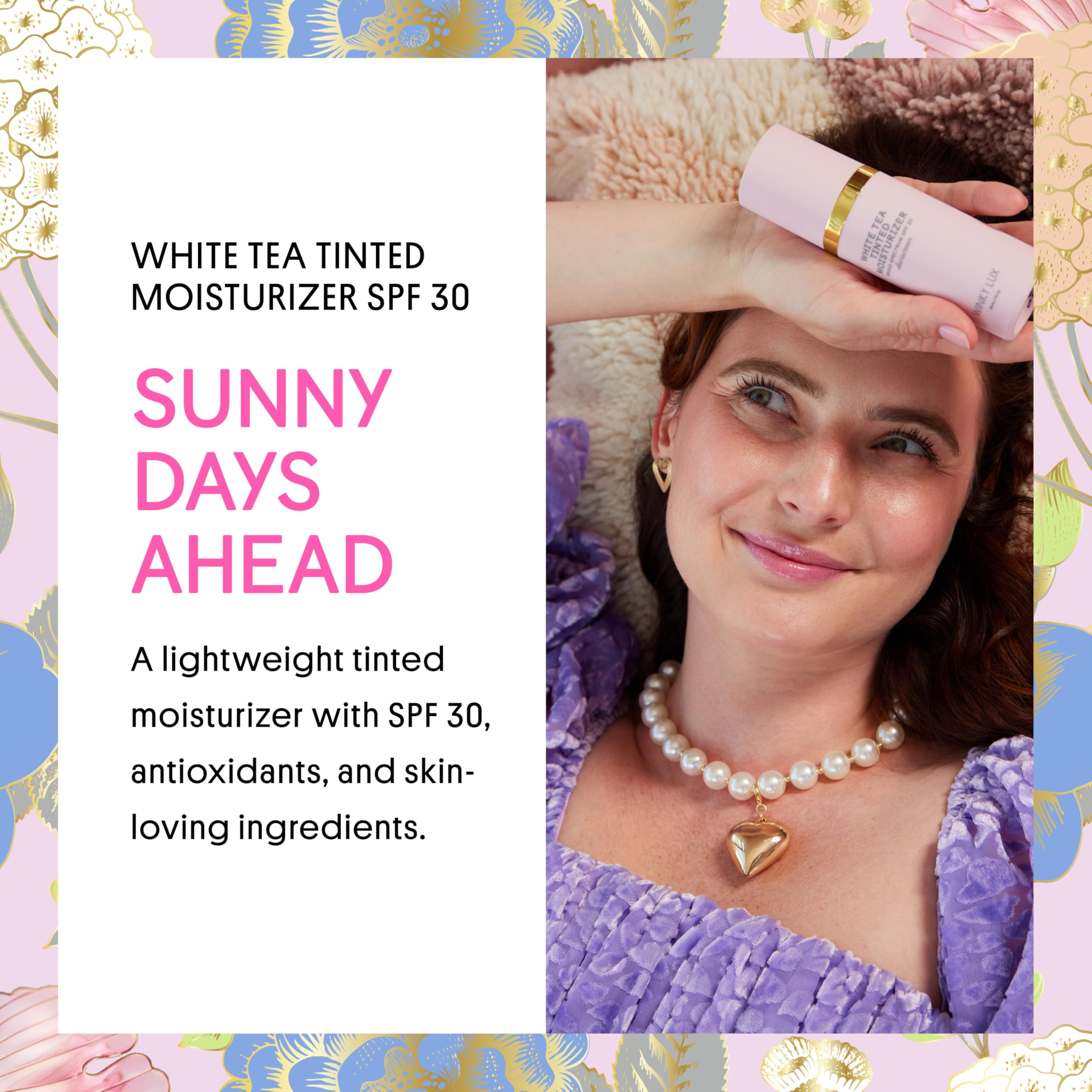 Winky Lux White Tea Tinted Moisturizer SPF 30 – Buildable Coverage, Lightweight Facial Sunscreen (Fair)