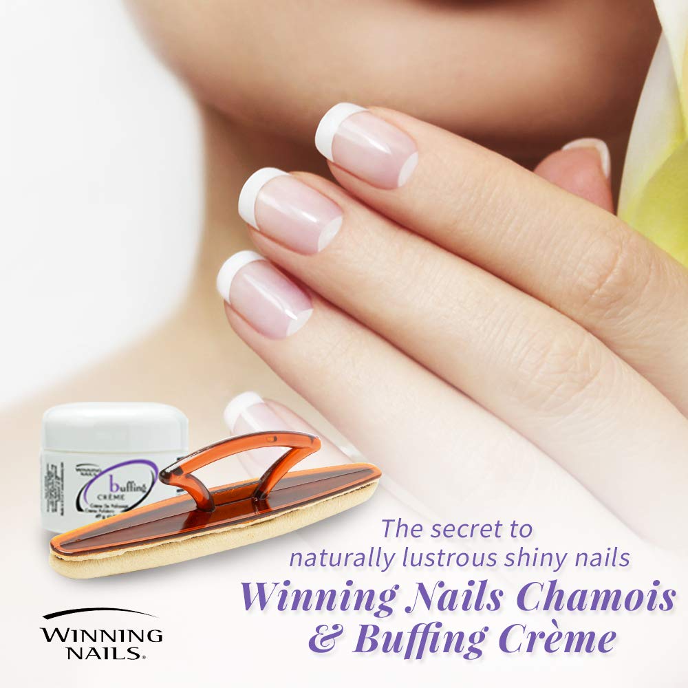 Winning Nails Chamois Buffer & Buffing Cream – Natural Ridge Smoothing & High-Gloss Shine | 1.75 Oz Set