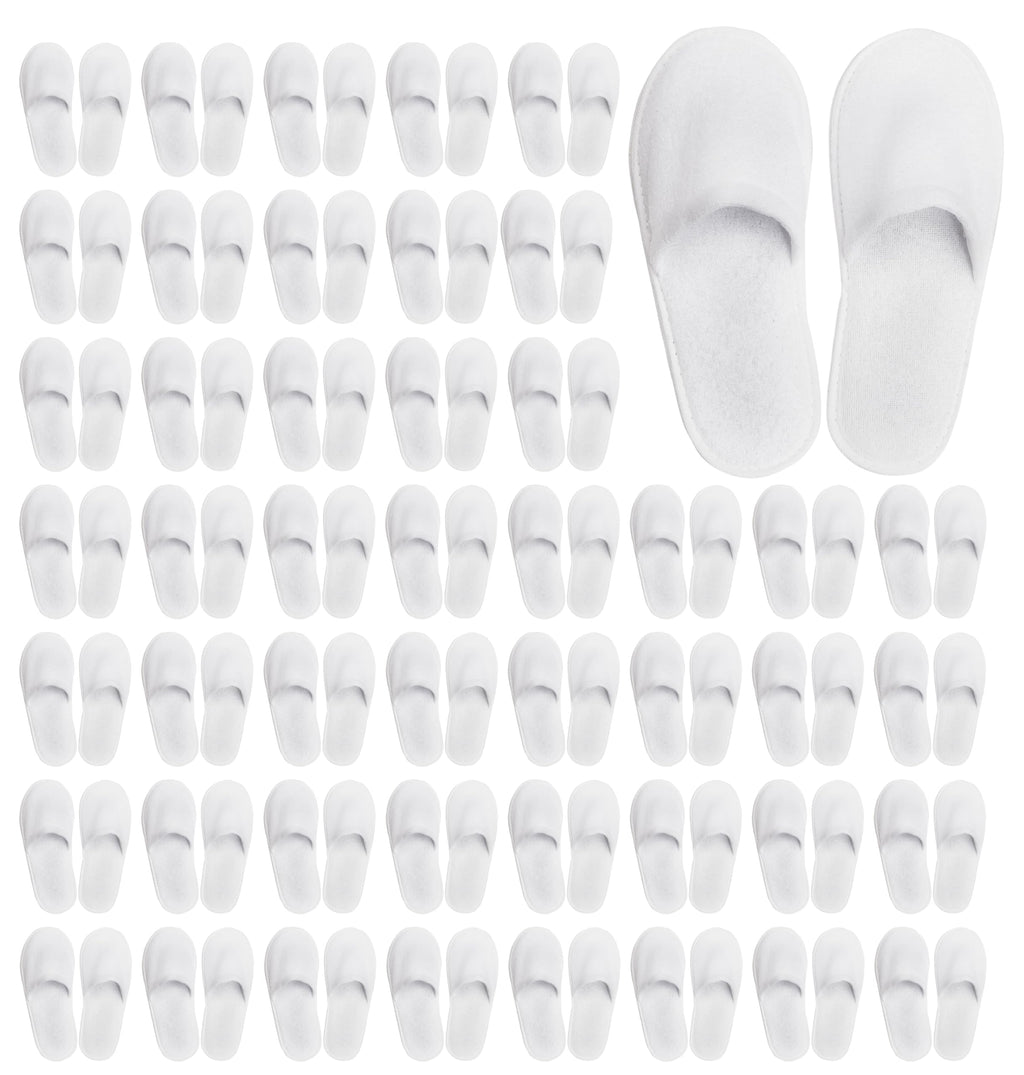 Winterlace Hotel Spa Slippers 48 Pairs Bulk, Disposable, Non-Slip, Unisex (White)