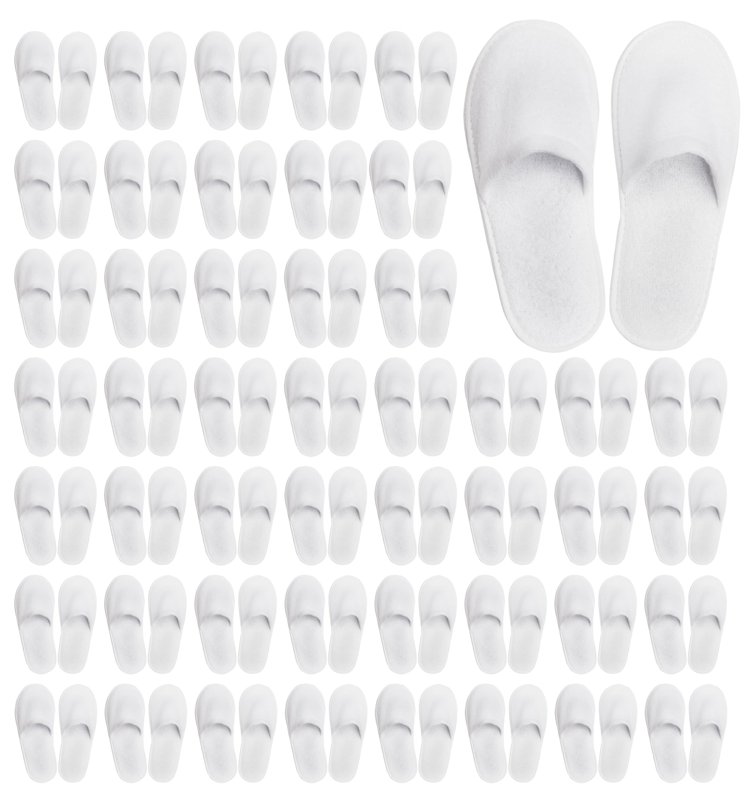 Winterlace Hotel Spa Slippers 48 Pairs Bulk, Disposable, Non-Slip, Unisex (White)