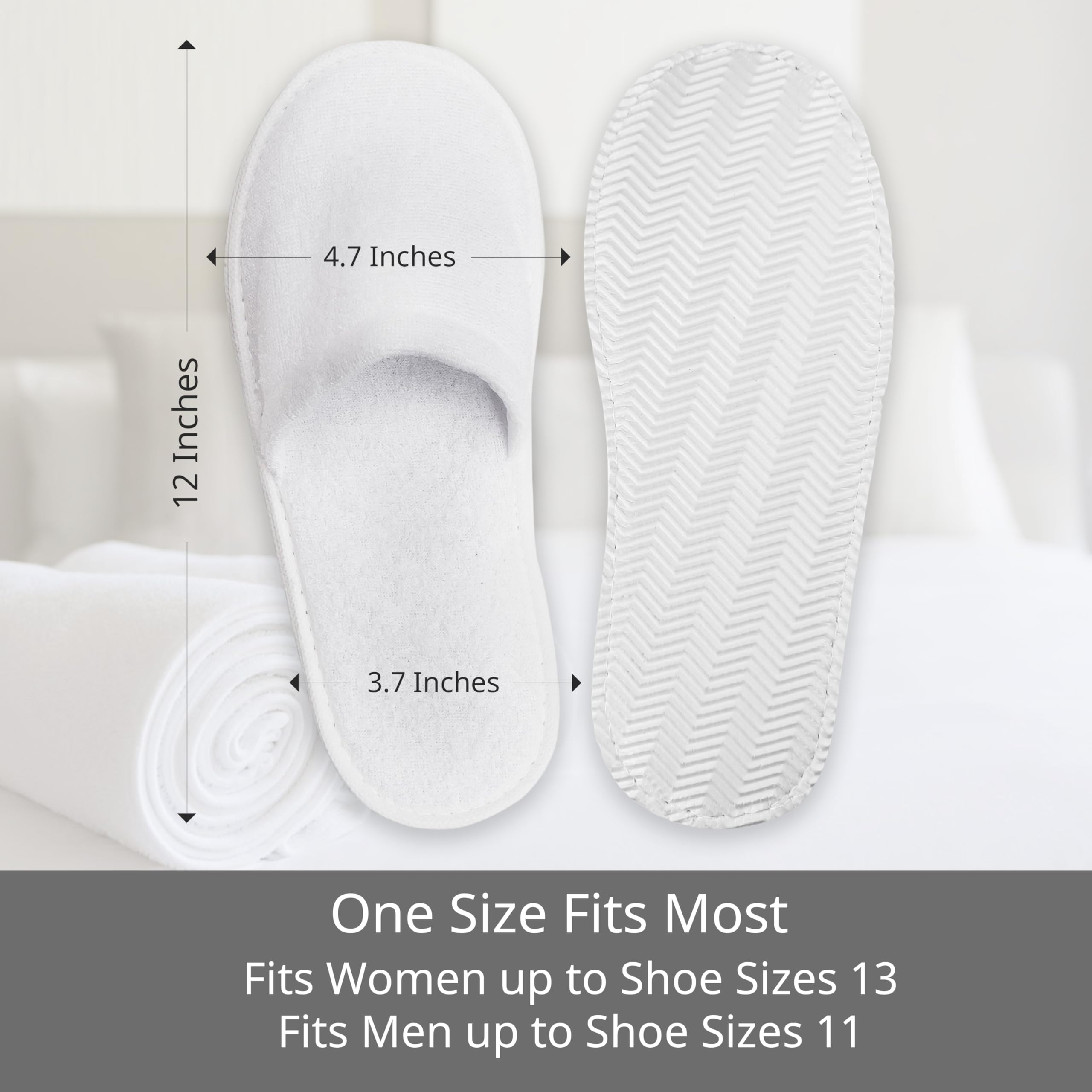 Winterlace Hotel Spa Slippers 48 Pairs Bulk, Disposable, Non-Slip, Unisex (White)