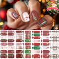 Winthrop 6 Sheets Christmas Nail Wraps — Glitter Grid Nail Art, Self-Adhesive Xmas Decals (+1 Nail File)