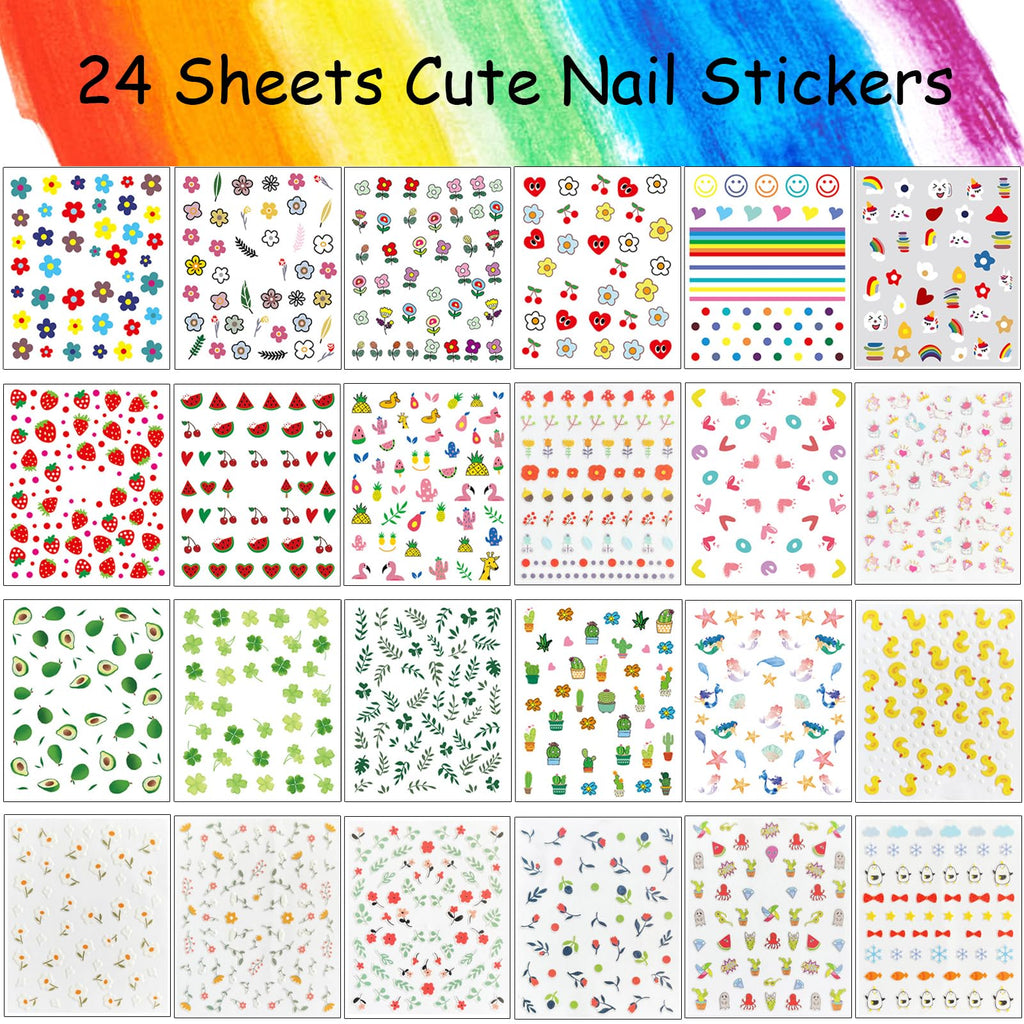 Winthrop 24 Sheets Nail Stickers – 3D Nail Art for Women & Kids
