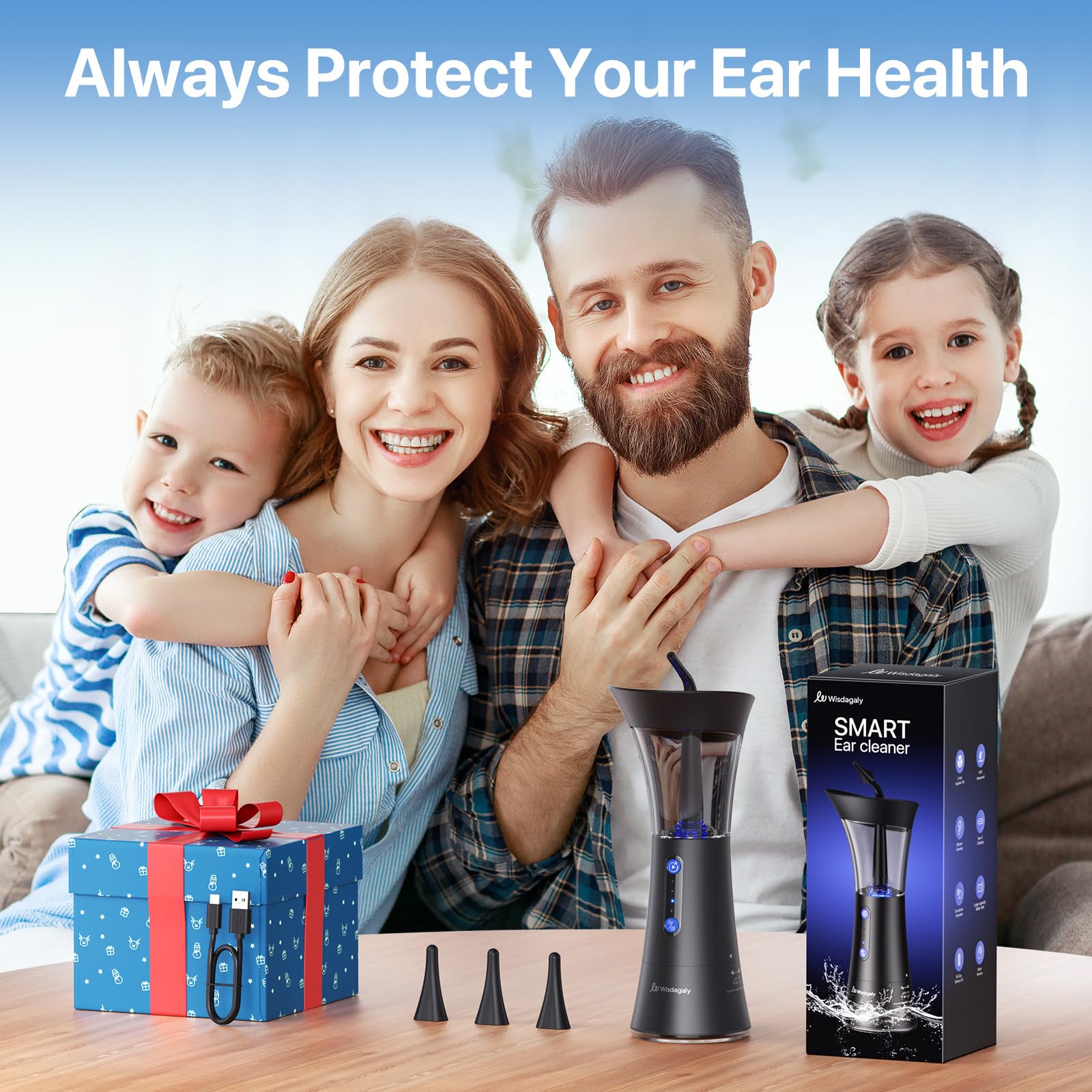 Wisdagaly Ear Cleaner – Upgraded Dual Water Tank, 4 Modes, USB-C