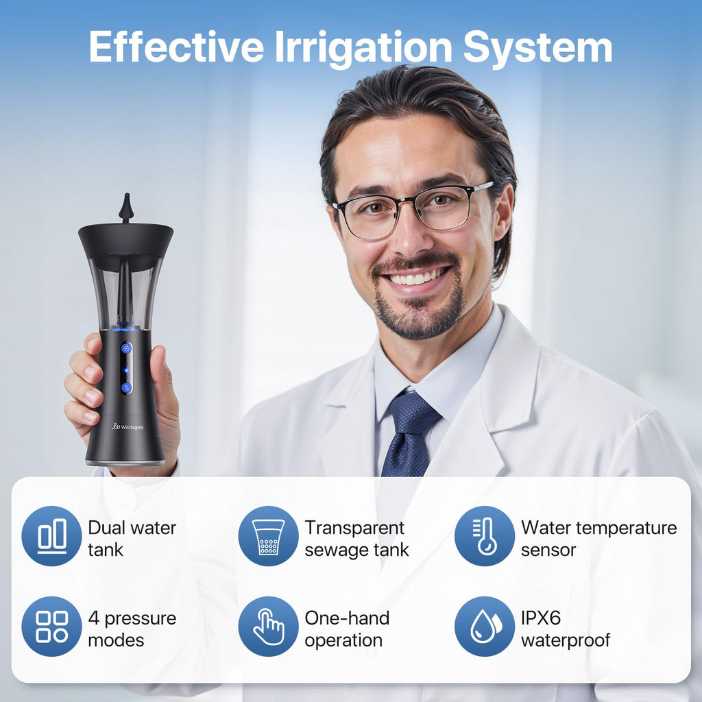 Wisdagaly Ear Cleaner – Upgraded Dual Water Tank, 4 Modes, USB-C