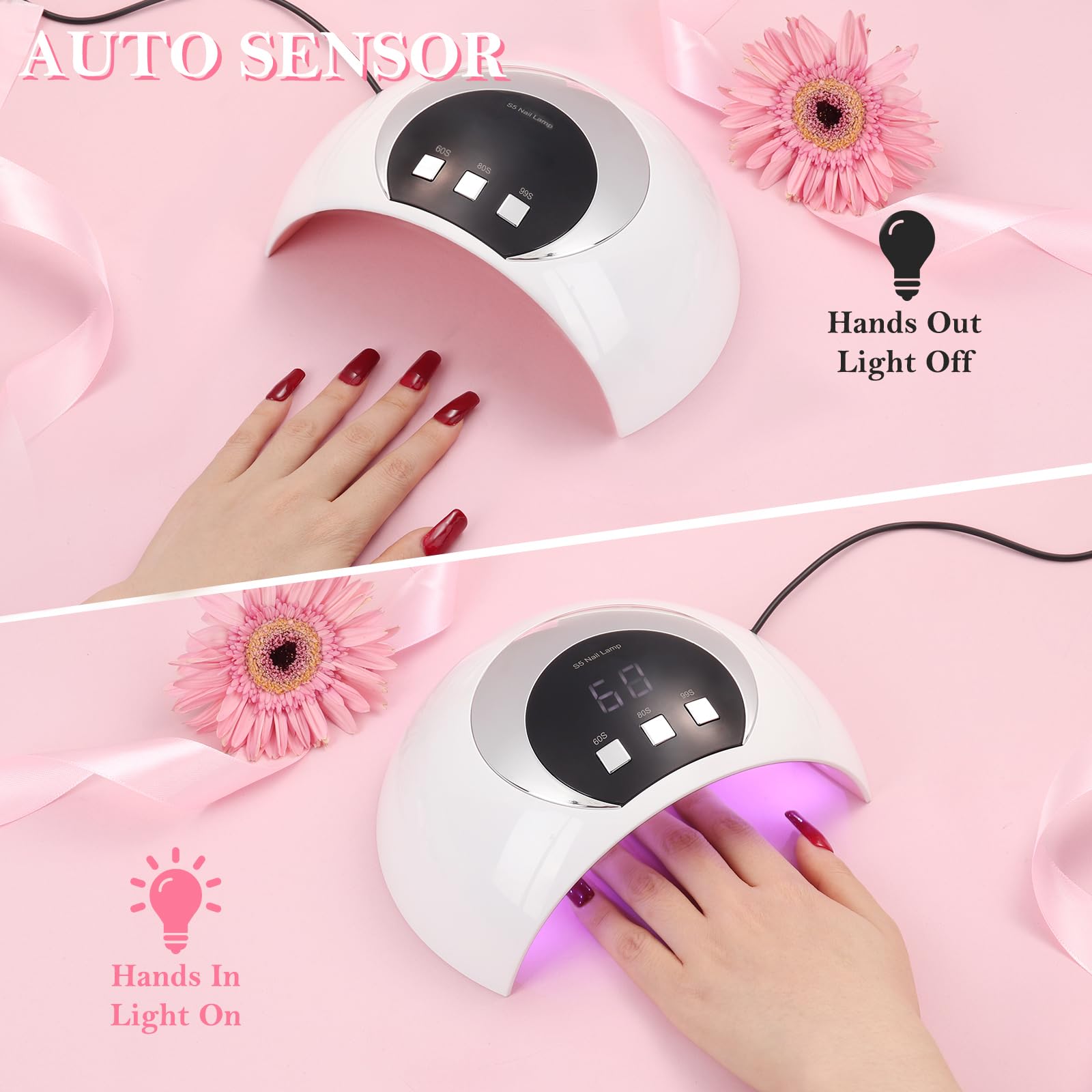 Wisdompark UV LED Nail Lamp 54W – Auto Sensor & 3 Timers