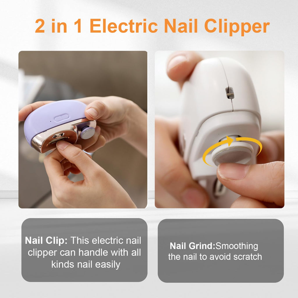 Witpiny Easyclip Smart Nail Clipper – 3-in-1 USB-C Nail Groomer with LED Light (Purple)