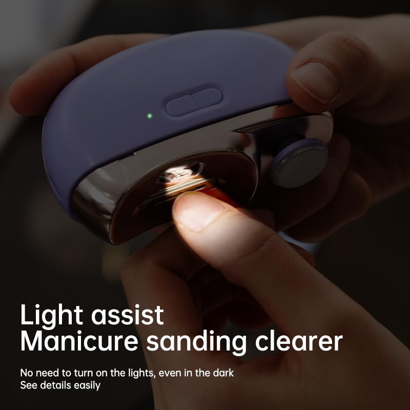 Witpiny Easyclip Smart Nail Clipper – 3-in-1 USB-C Nail Groomer with LED Light (Purple)