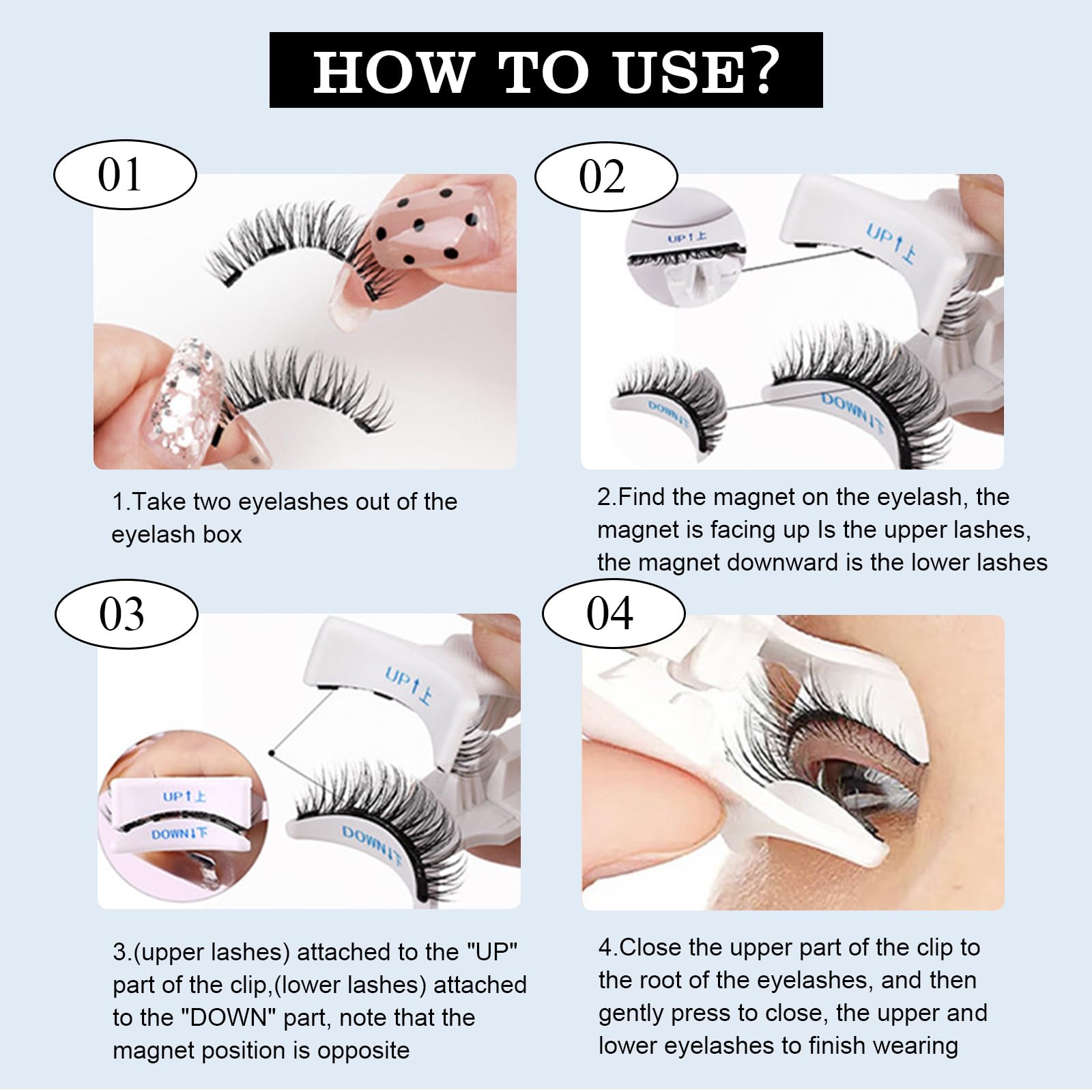 witpiny Hunnyfit Magnetic Lashes – Natural Look, No Glue, Reusable Eyelashes Kit with Applicator