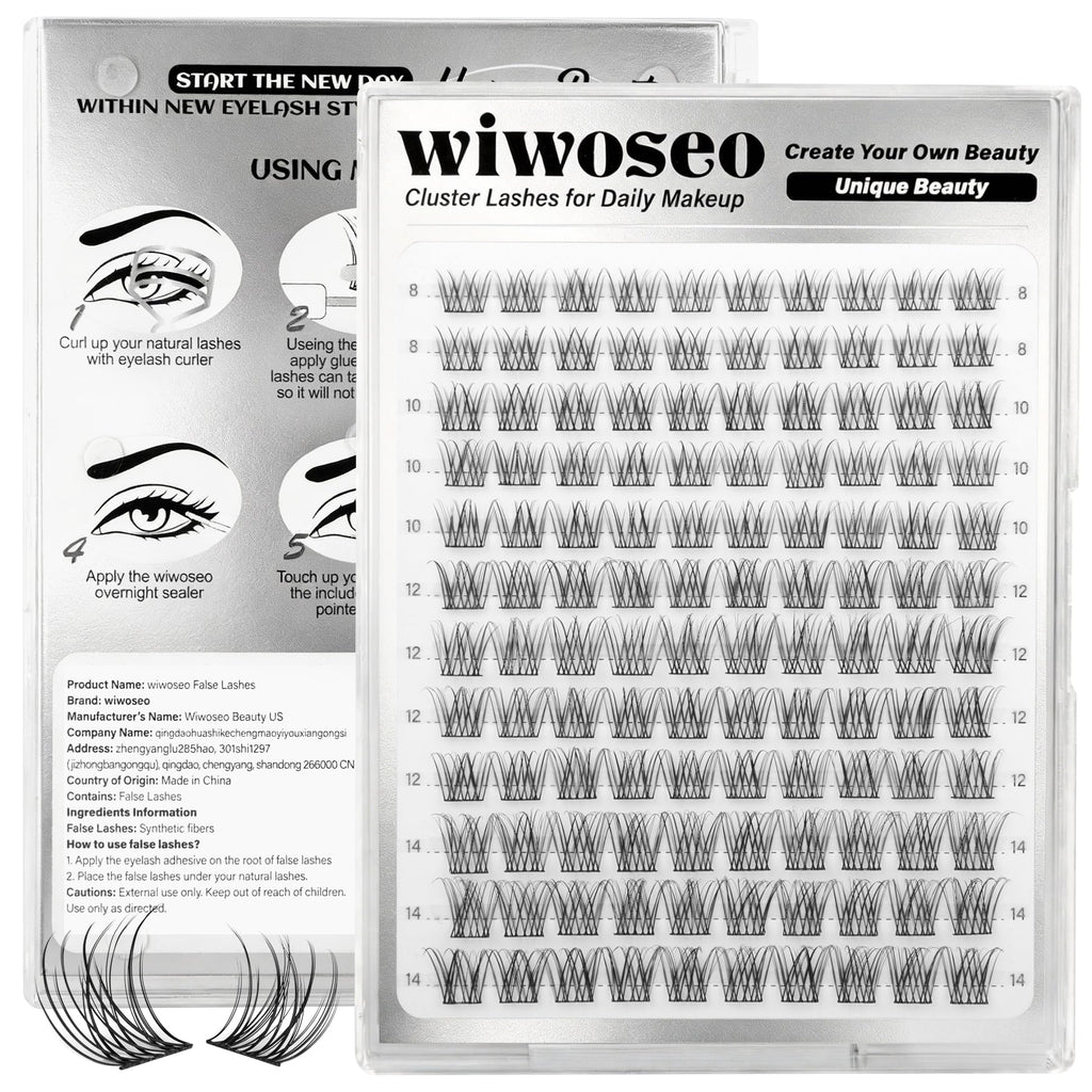 wiwoseo Natural Lash Clusters 8-14mm Wispy Lashes — Beginner-Friendly Short Band