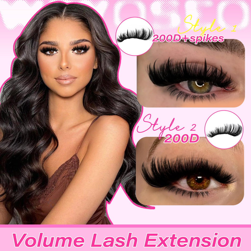 wiwoseo Bottom Lash Clusters with Spikes Kit | 200D D-Curl Lash Extensions, Bond & Seal, Beginner Friendly