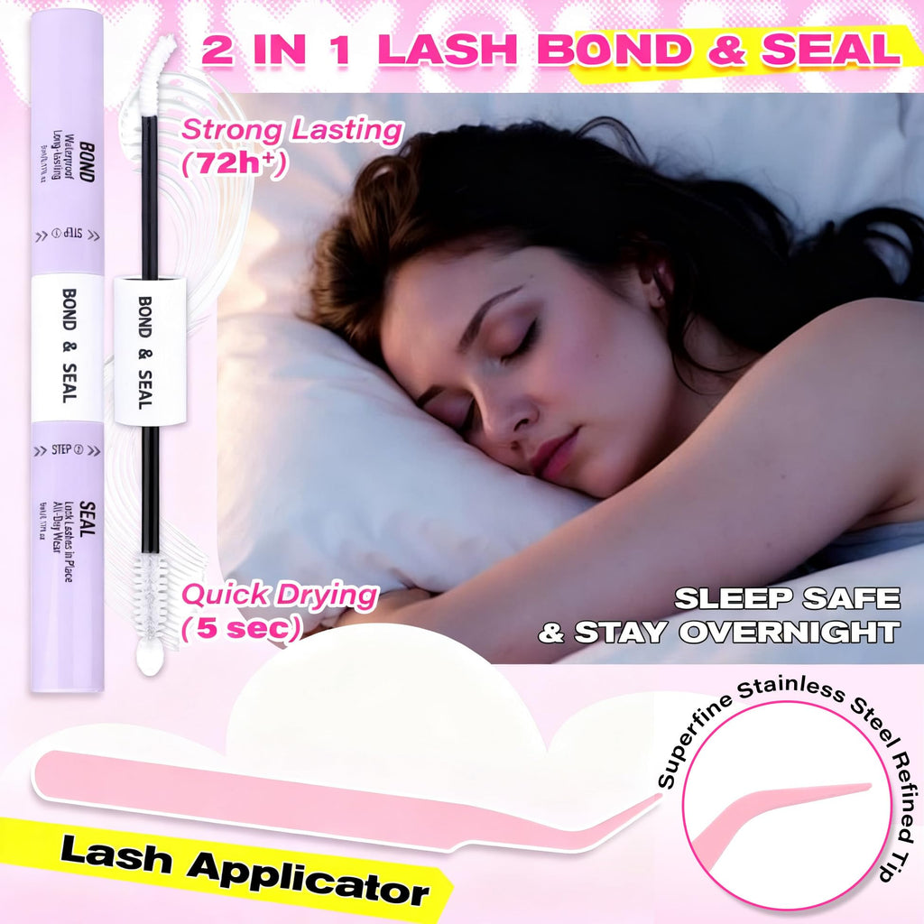 wiwoseo Bottom Lash Clusters with Spikes Kit | 200D D-Curl Lash Extensions, Bond & Seal, Beginner Friendly