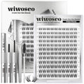 wiwoseo Flaunt Lash Clusters Kit – Natural D-Curl Wispy Lashes 8-14mm for Beginners