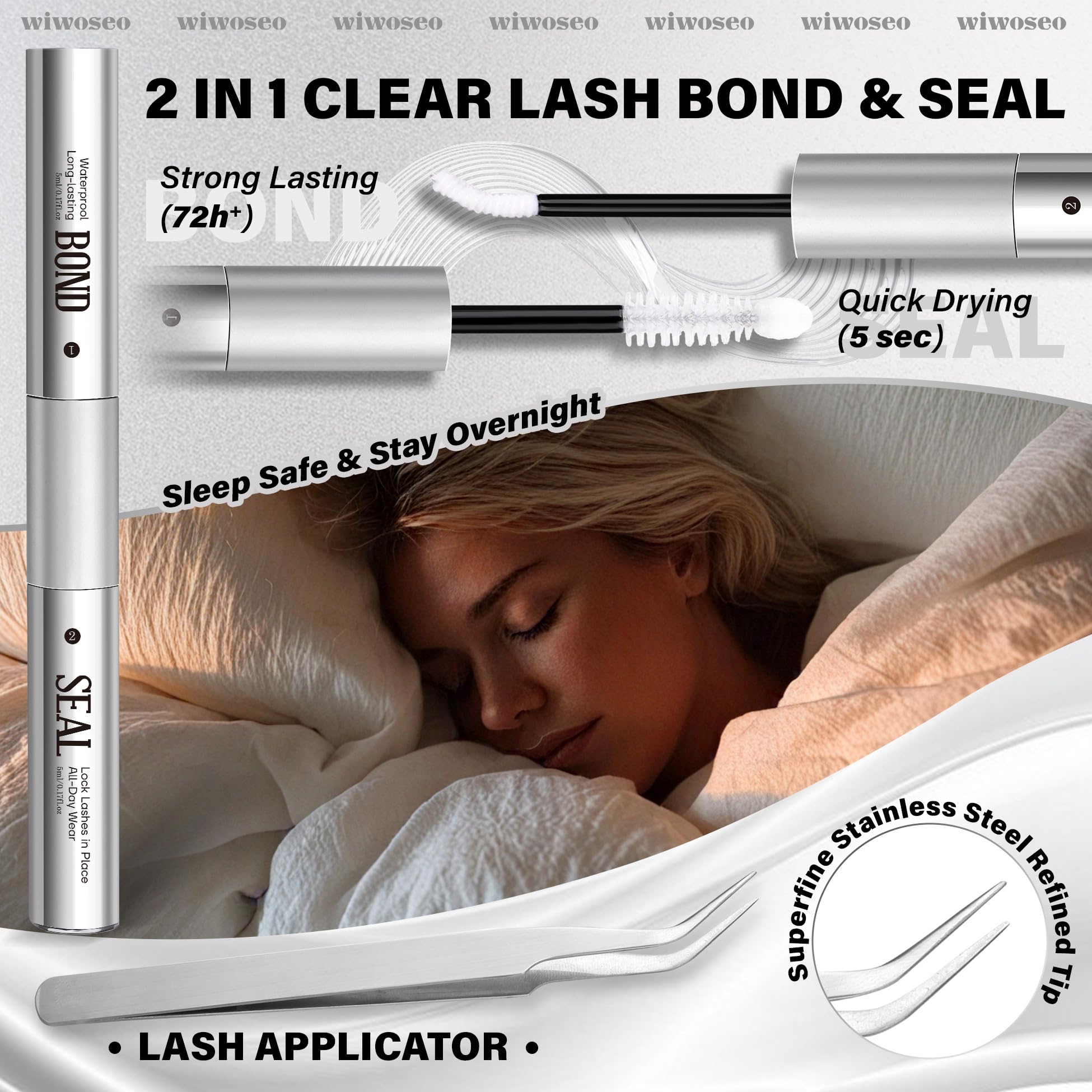 wiwoseo Flaunt Lash Clusters Kit – Natural D-Curl Wispy Lashes 8-14mm for Beginners