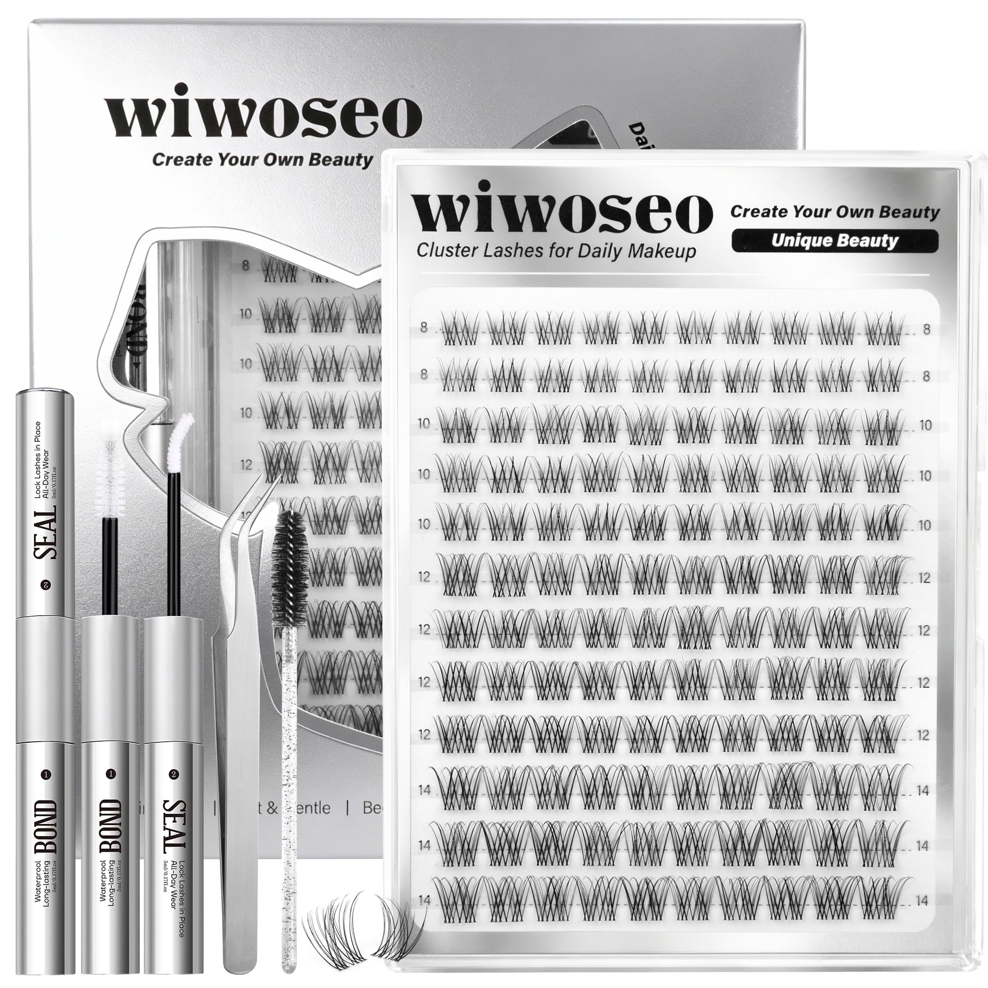 wiwoseo Flaunt Short Lash Clusters Kit – Venus Wispy Lashes, 8-14mm, C-Curl Extensions