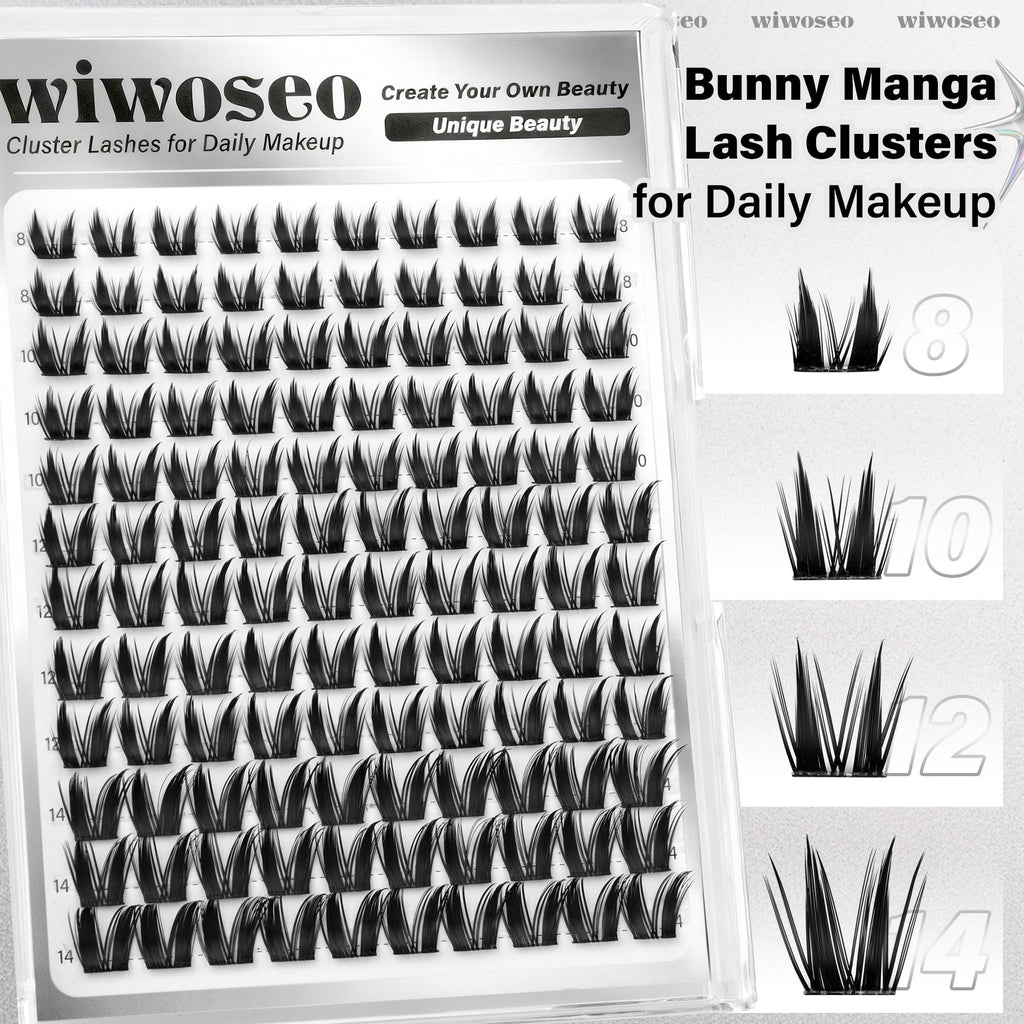 wiwoseo Bunny Lash Clusters Kit – Manga Lashes with Spikes for a Salon Look