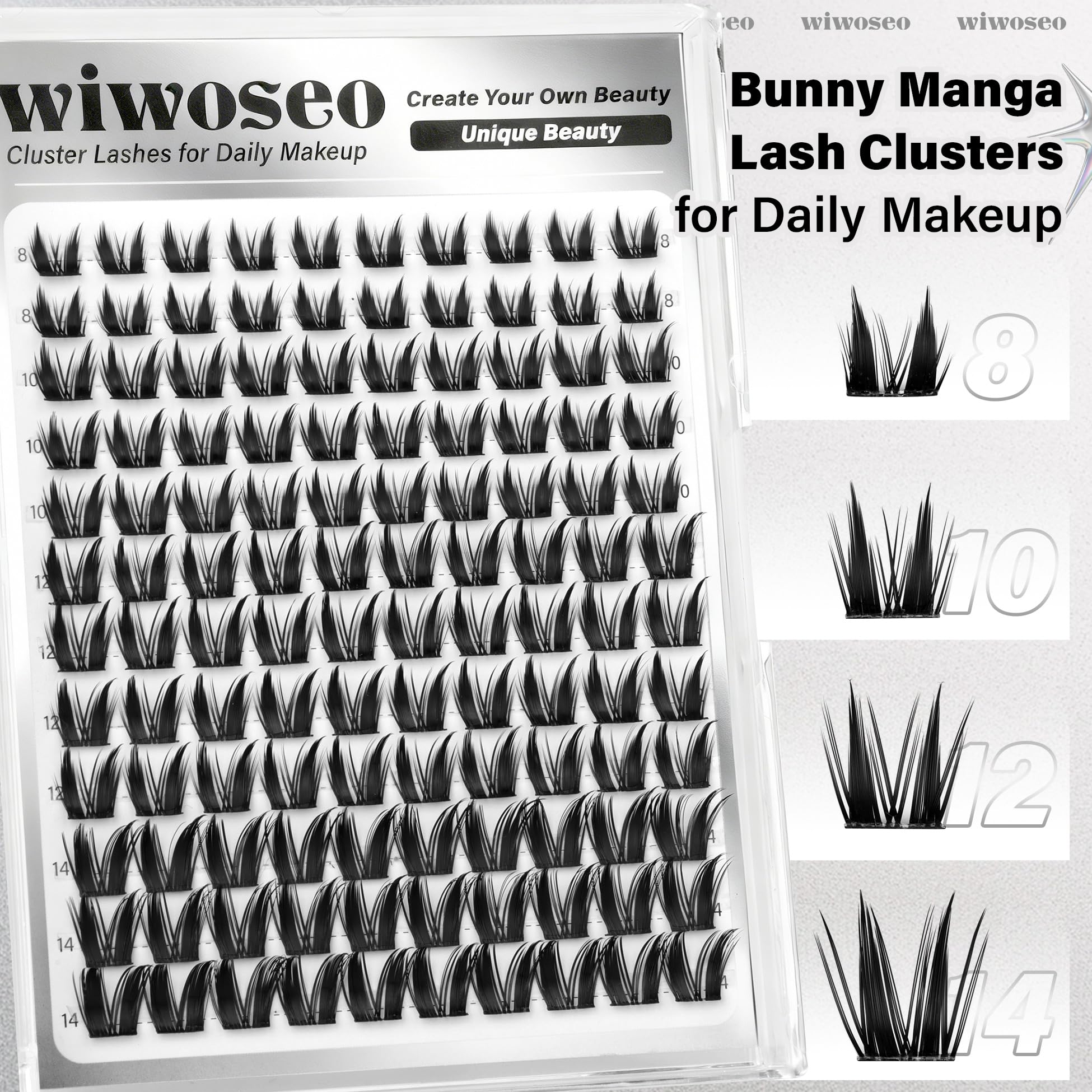wiwoseo Bunny Lash Clusters Kit – Manga Lashes with Spikes for a Salon Look